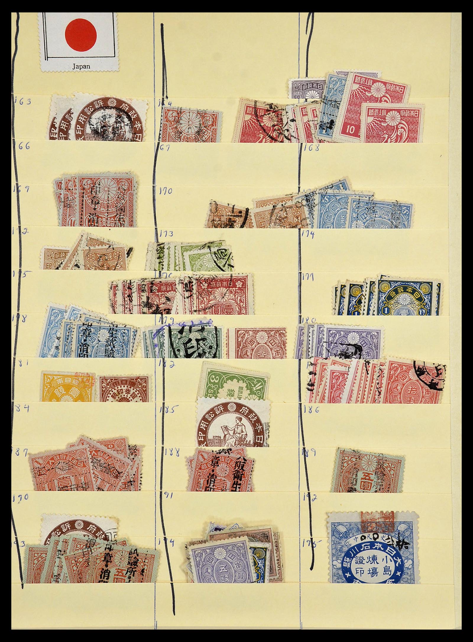 34072 015 - Stamp collection 34072 Japan fiscal stamps 1877-1932.