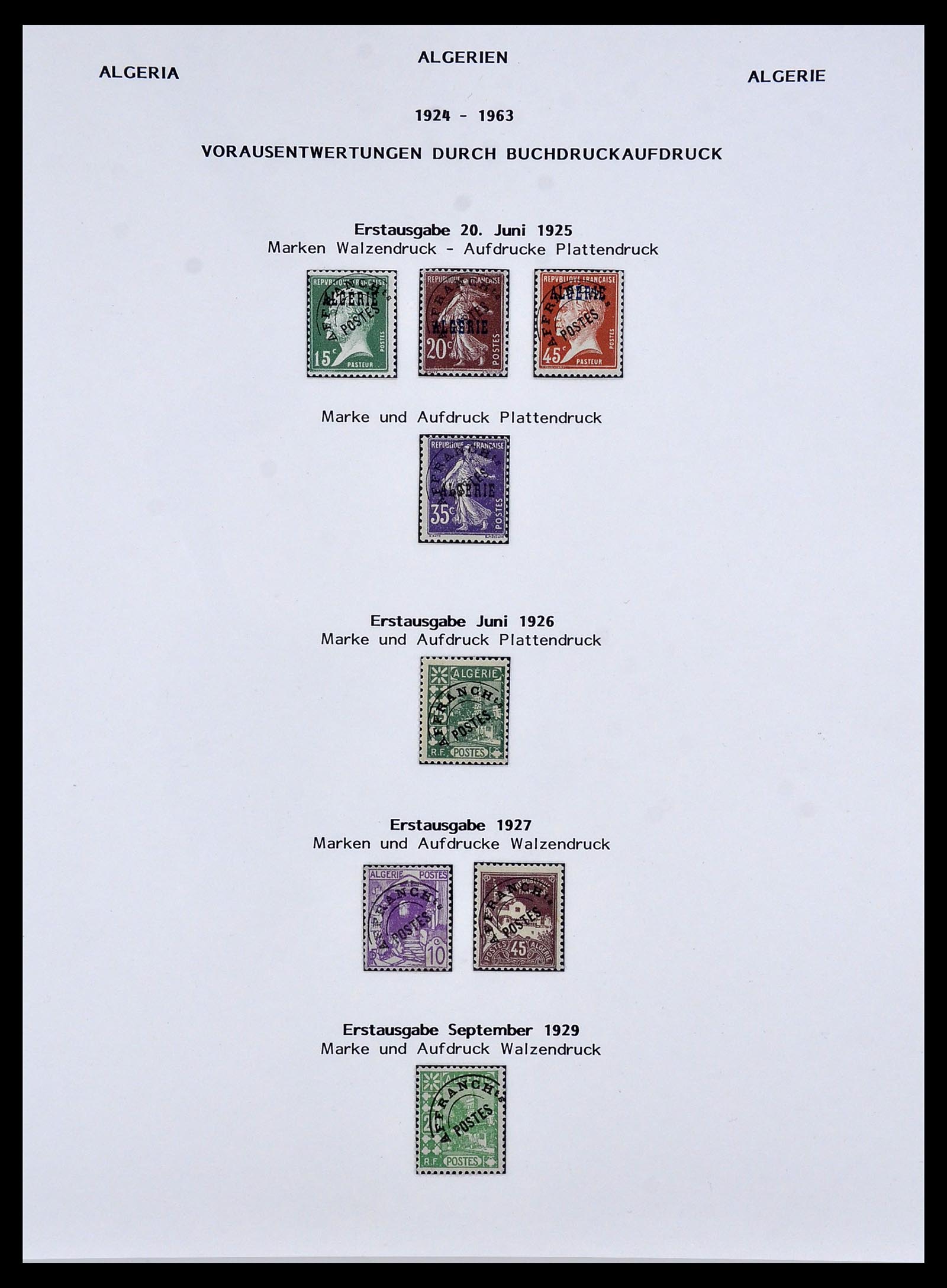 34076 002 - Postzegelverzameling 34076 Algerije voorafstempelingen 1924-1963.