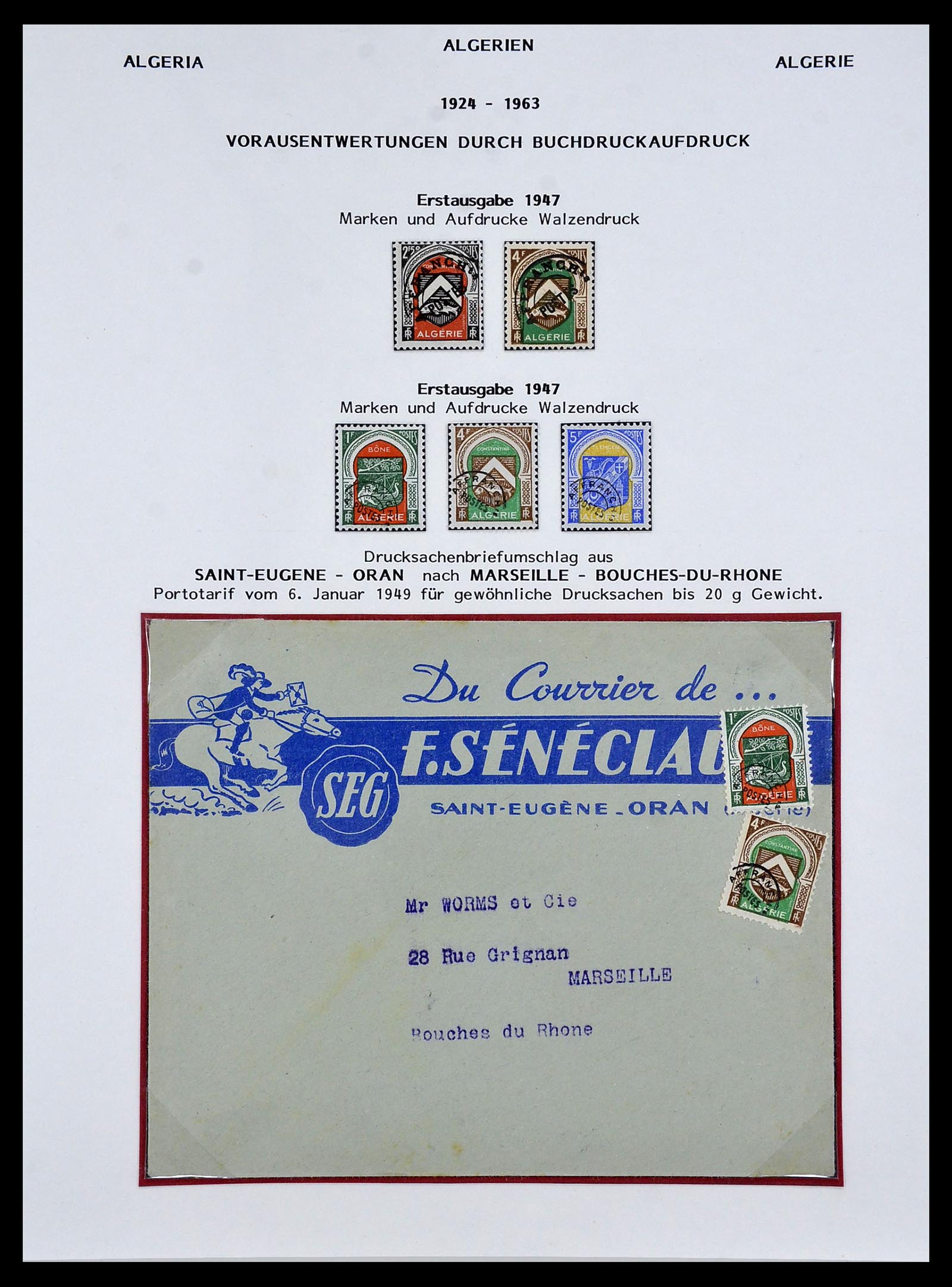 34076 005 - Postzegelverzameling 34076 Algerije voorafstempelingen 1924-1963.