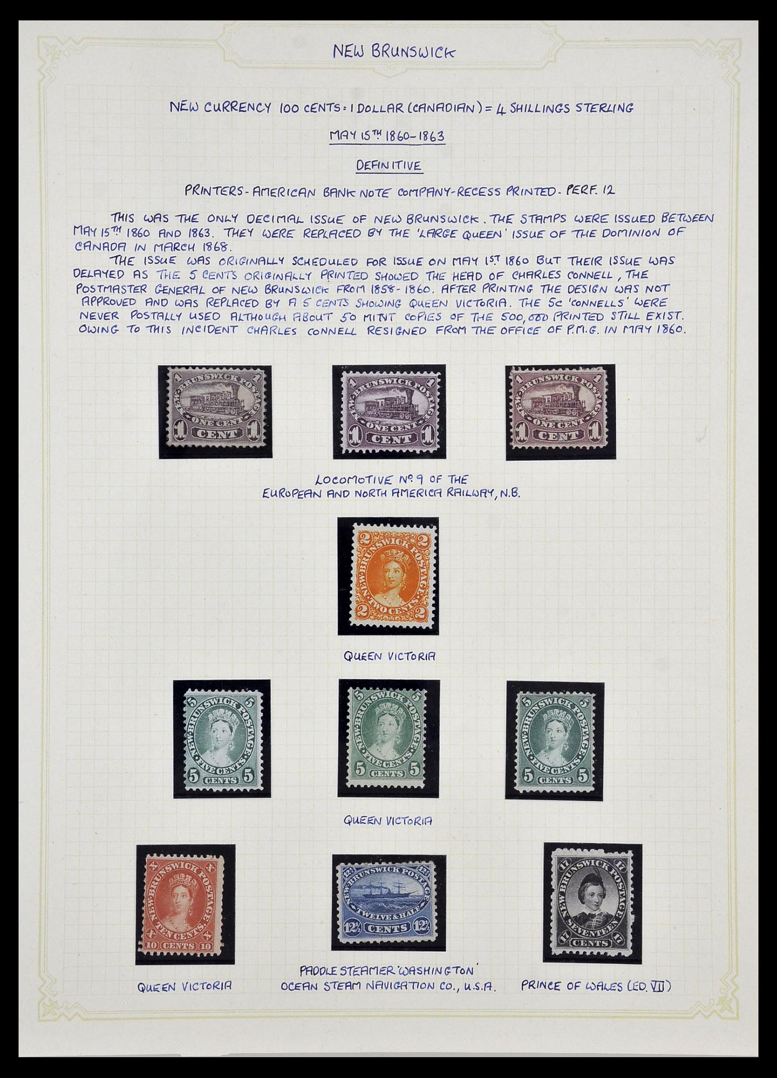 34077 002 - Postzegelverzameling 34077 New Brunswick 1851-1863.