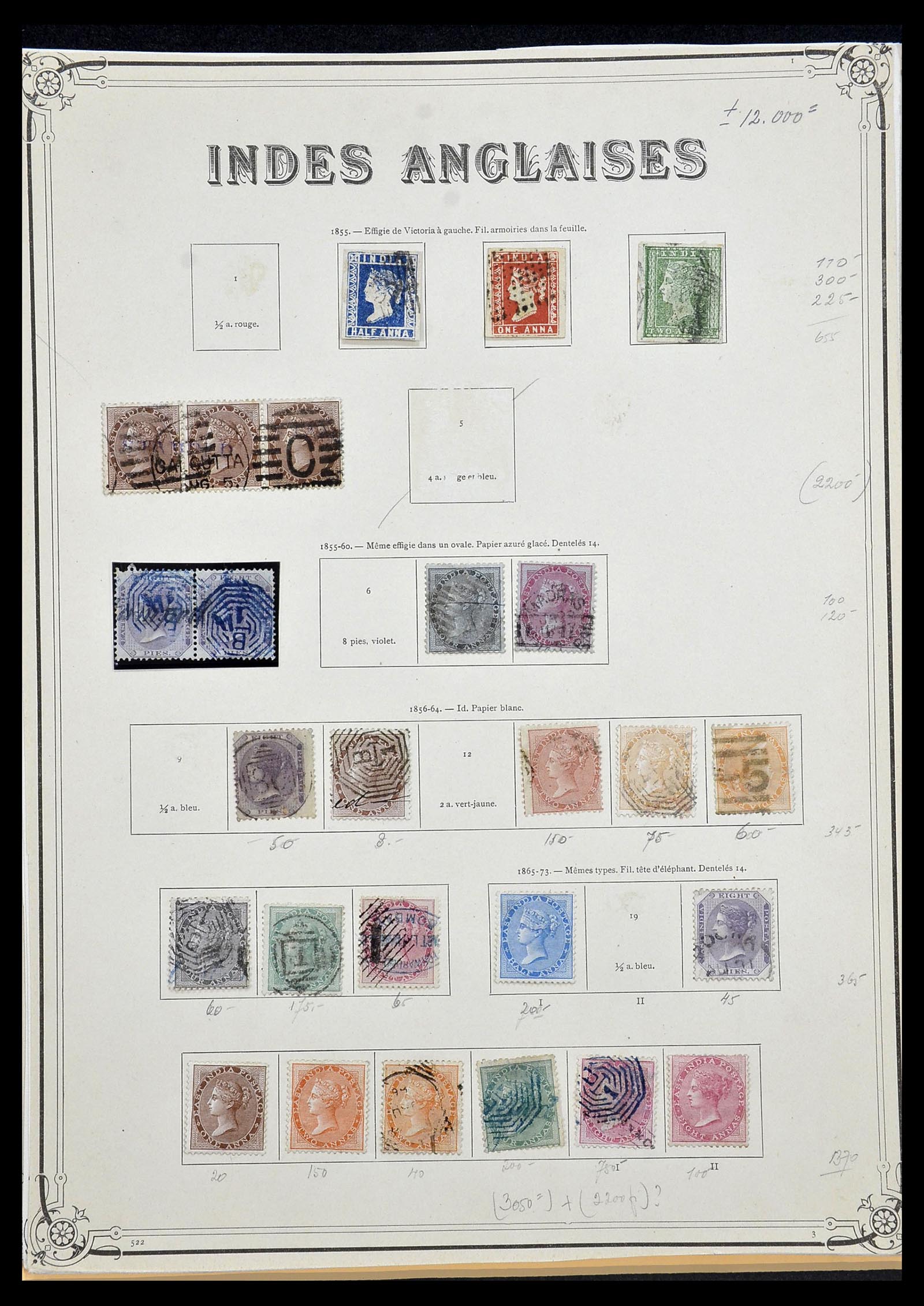 34079 001 - Postzegelverzameling 34079 India 1855-1930.