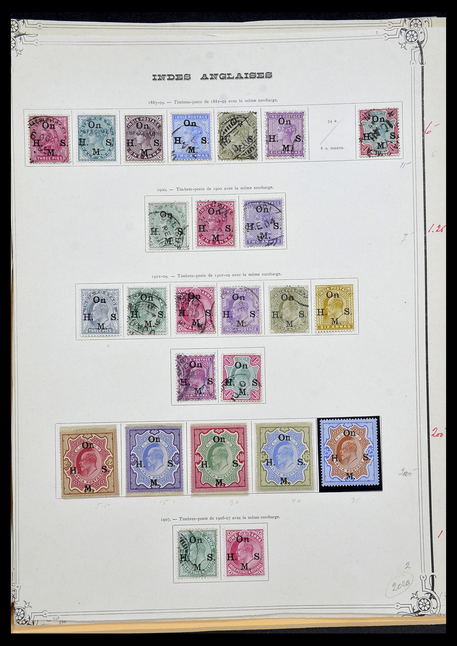 34079 007 - Postzegelverzameling 34079 India 1855-1930.