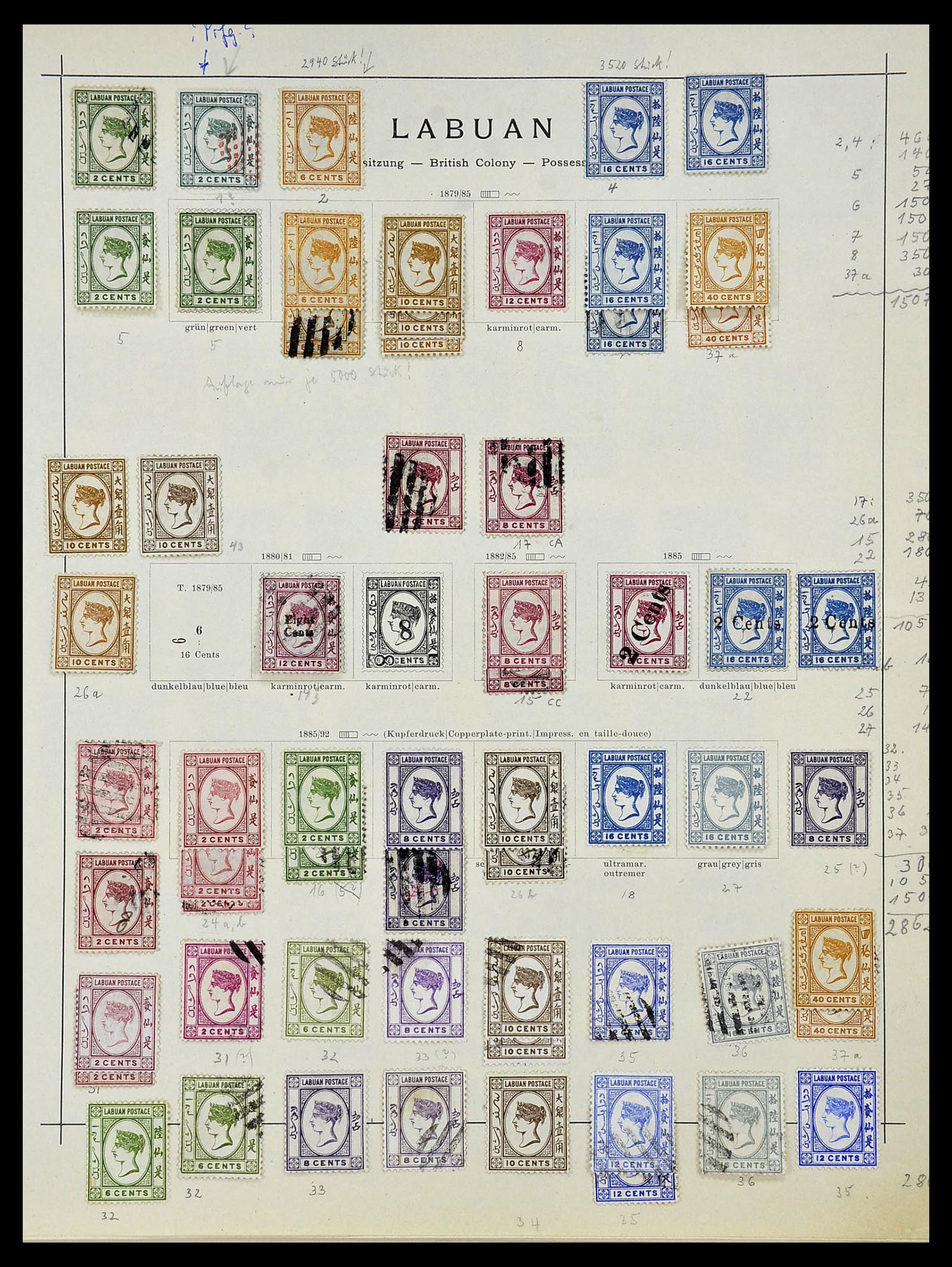 34091 001 - Postzegelverzameling 34091 Labuan 1879-1904.