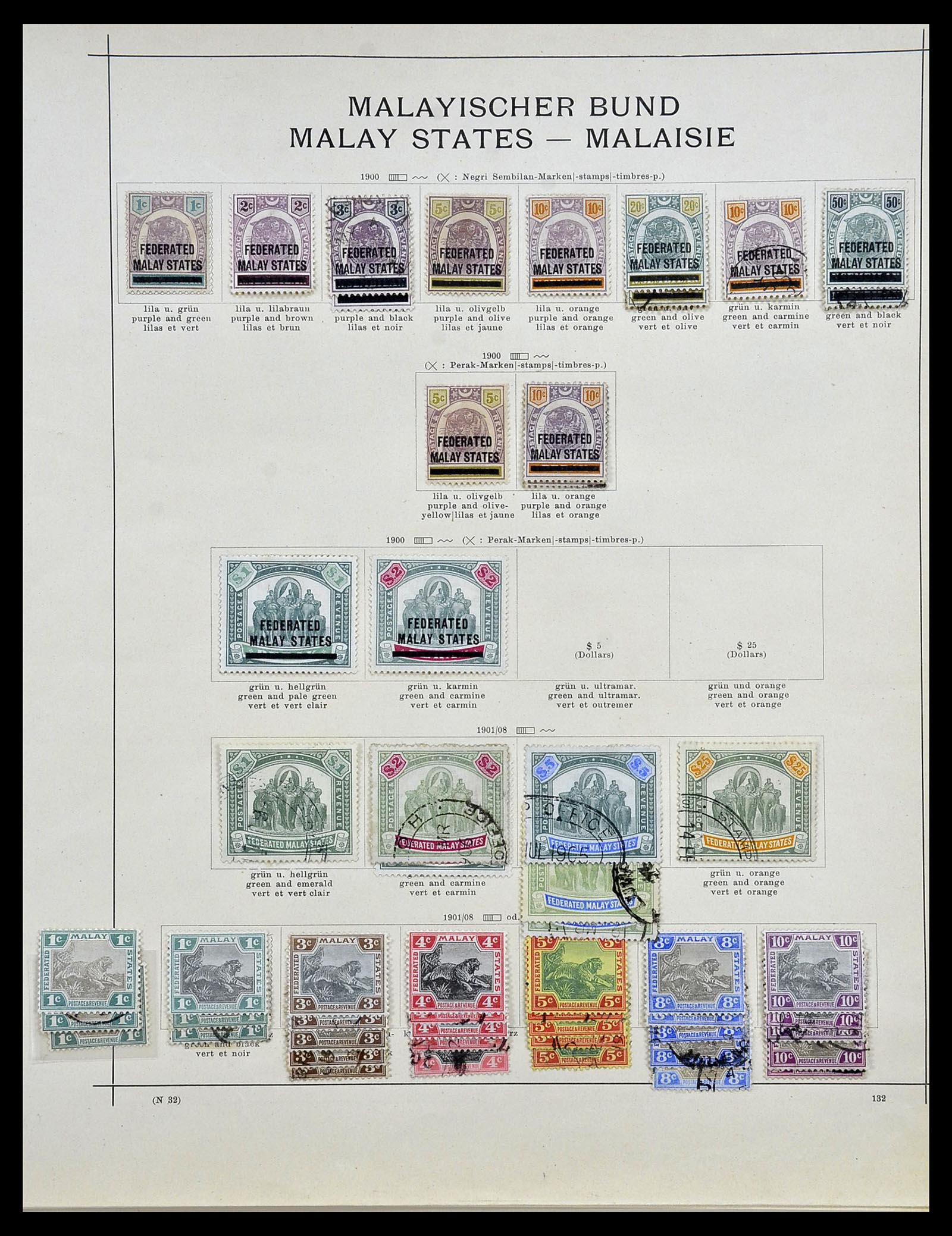 34093 001 - Stamp collection 34093 Malaysia 1900-1935.