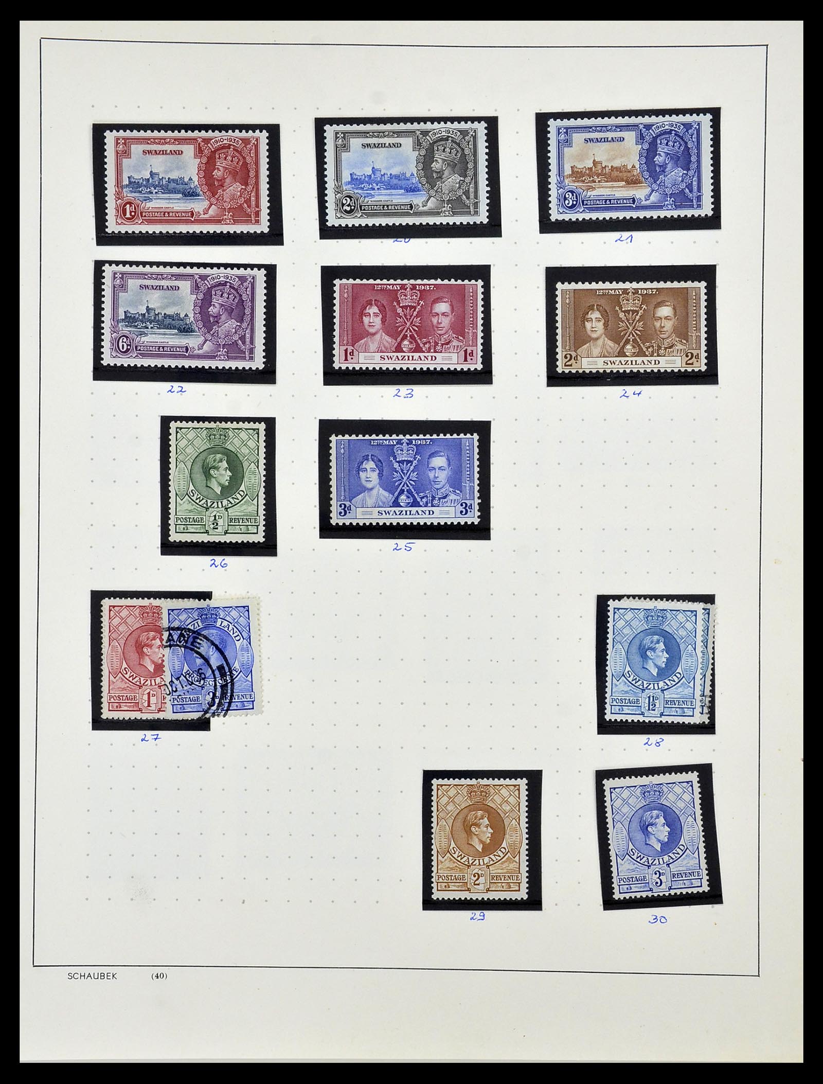 34097 001 - Postzegelverzameling 34097 Swaziland  en Lesotho 1935-1989.