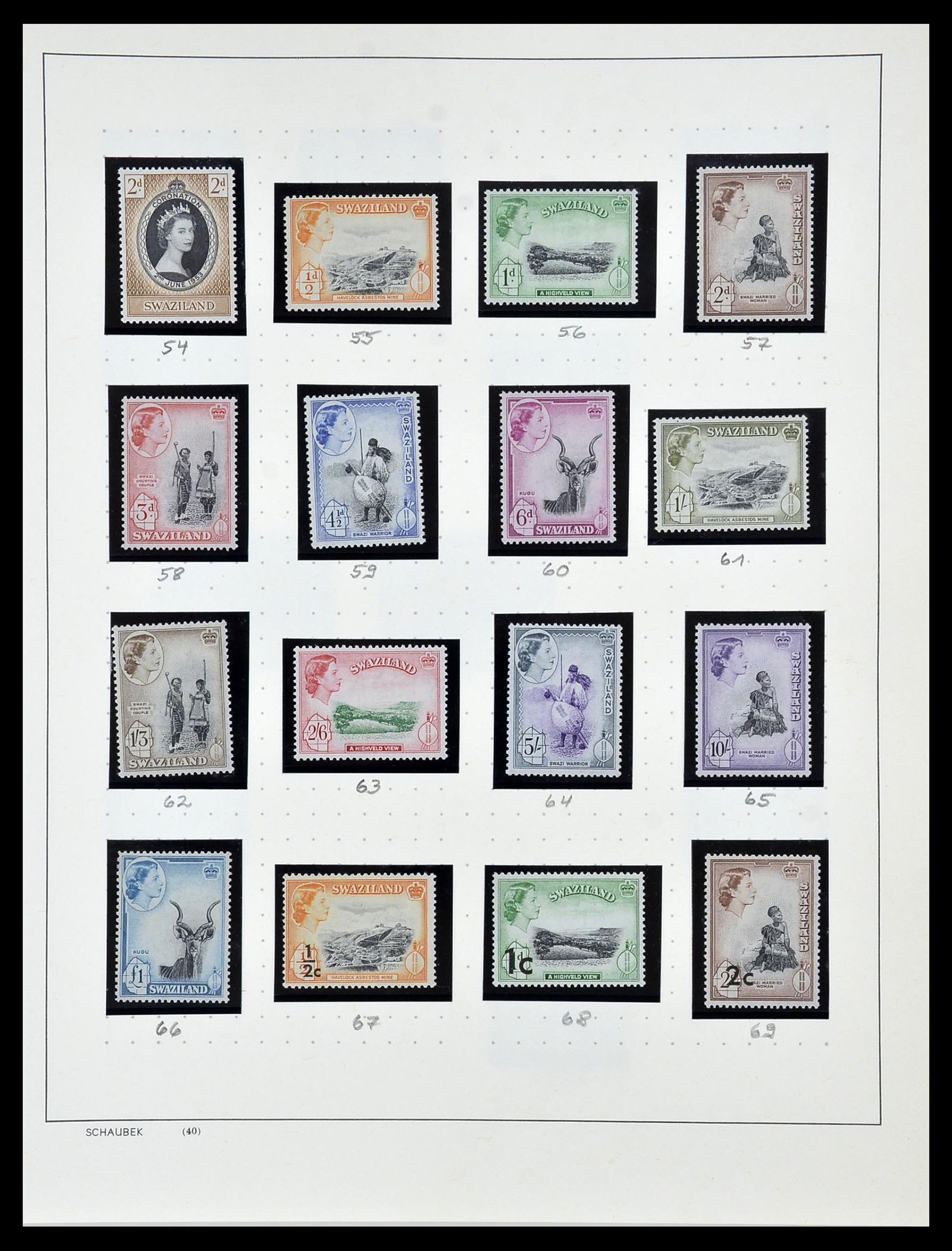 34097 002 - Postzegelverzameling 34097 Swaziland  en Lesotho 1935-1989.