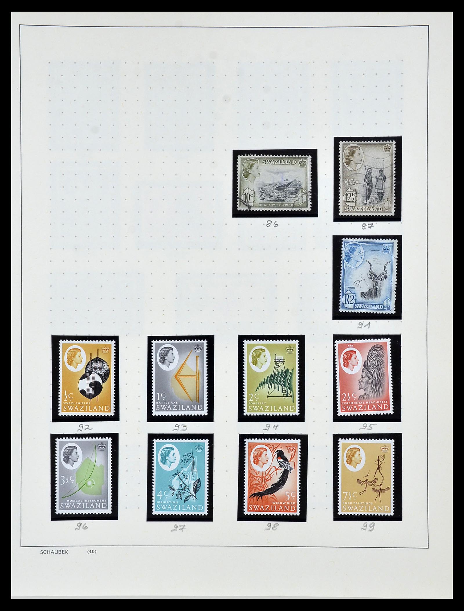 34097 004 - Postzegelverzameling 34097 Swaziland  en Lesotho 1935-1989.