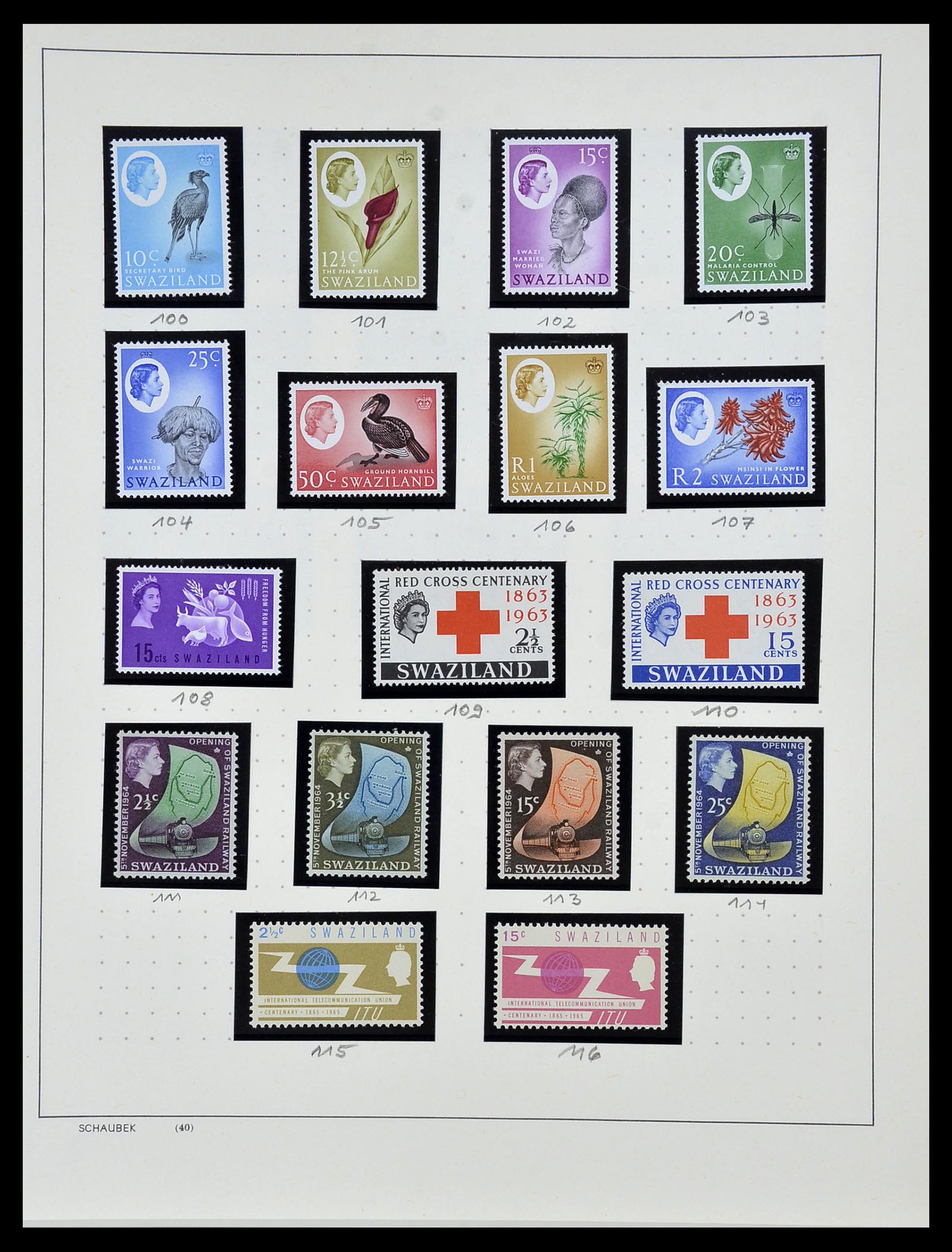 34097 005 - Postzegelverzameling 34097 Swaziland  en Lesotho 1935-1989.
