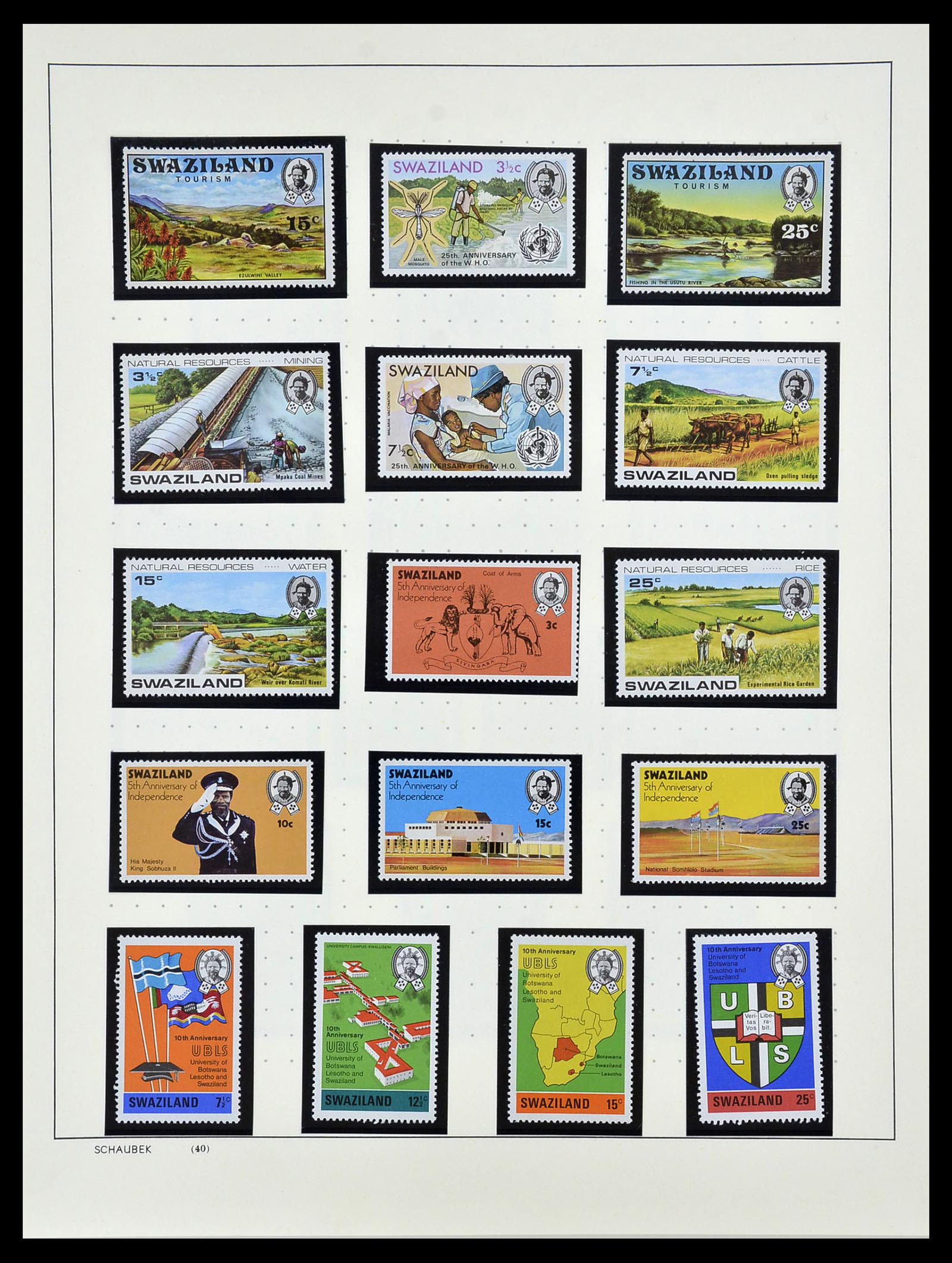 34097 011 - Postzegelverzameling 34097 Swaziland  en Lesotho 1935-1989.