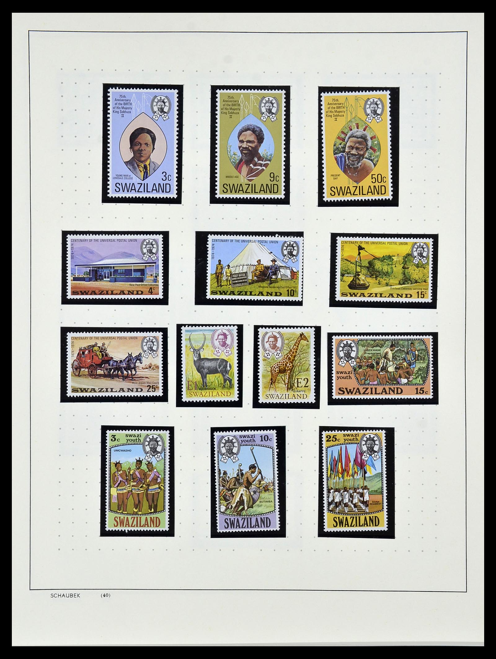 34097 012 - Postzegelverzameling 34097 Swaziland  en Lesotho 1935-1989.
