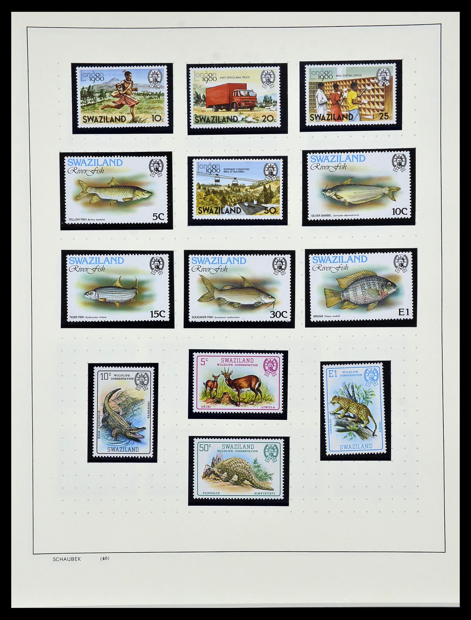 34097 021 - Postzegelverzameling 34097 Swaziland  en Lesotho 1935-1989.