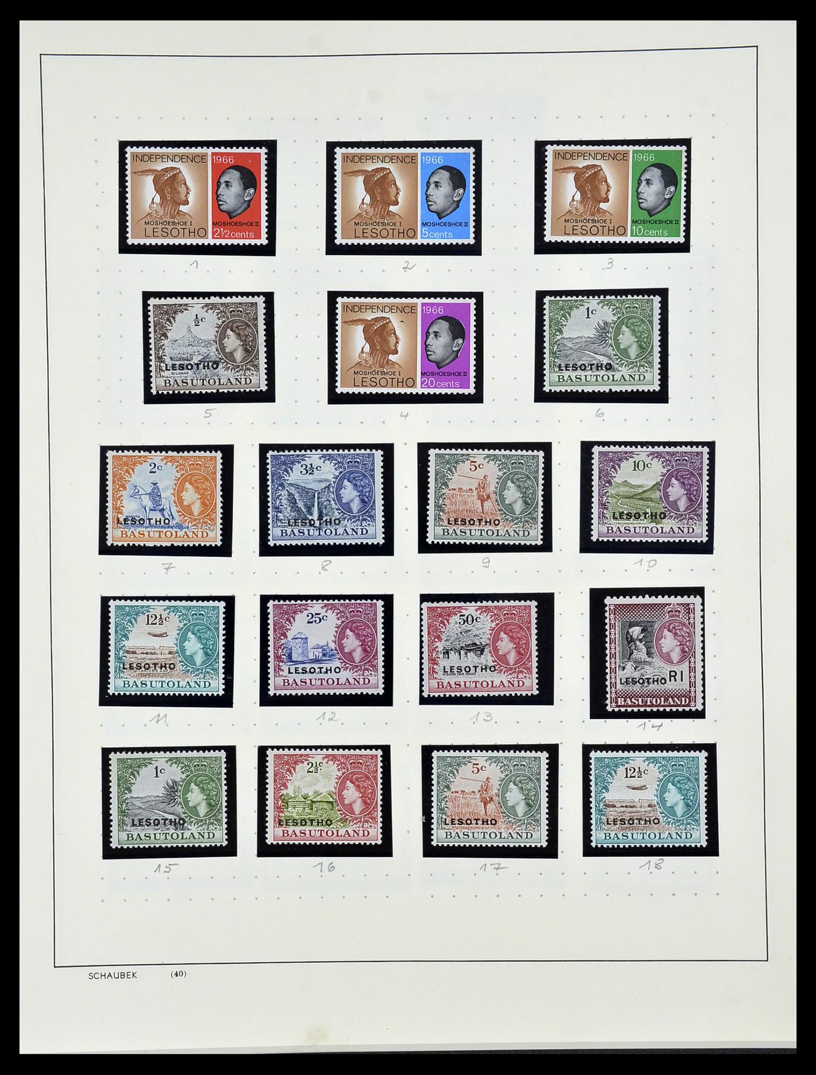 34097 022 - Postzegelverzameling 34097 Swaziland  en Lesotho 1935-1989.