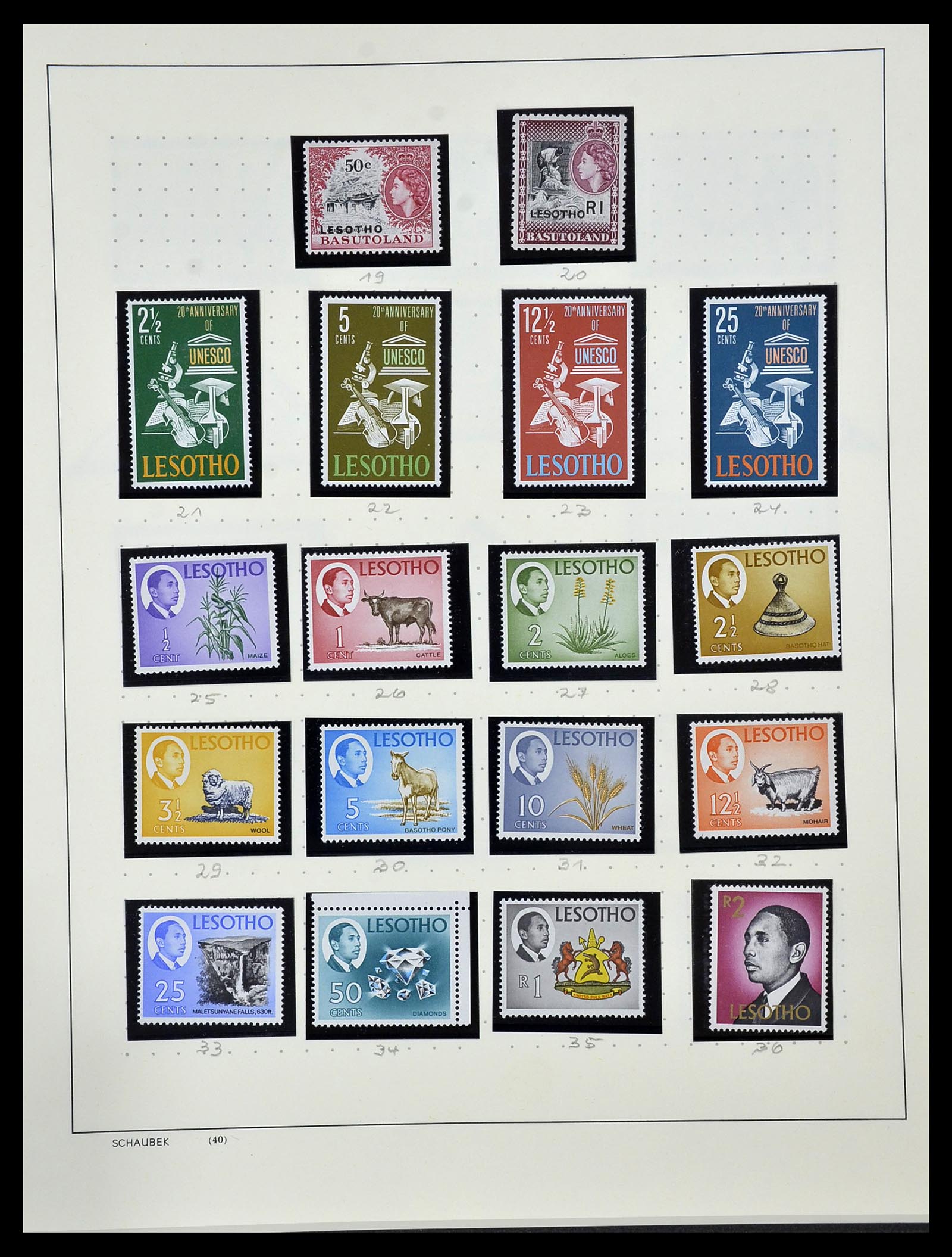34097 023 - Postzegelverzameling 34097 Swaziland  en Lesotho 1935-1989.