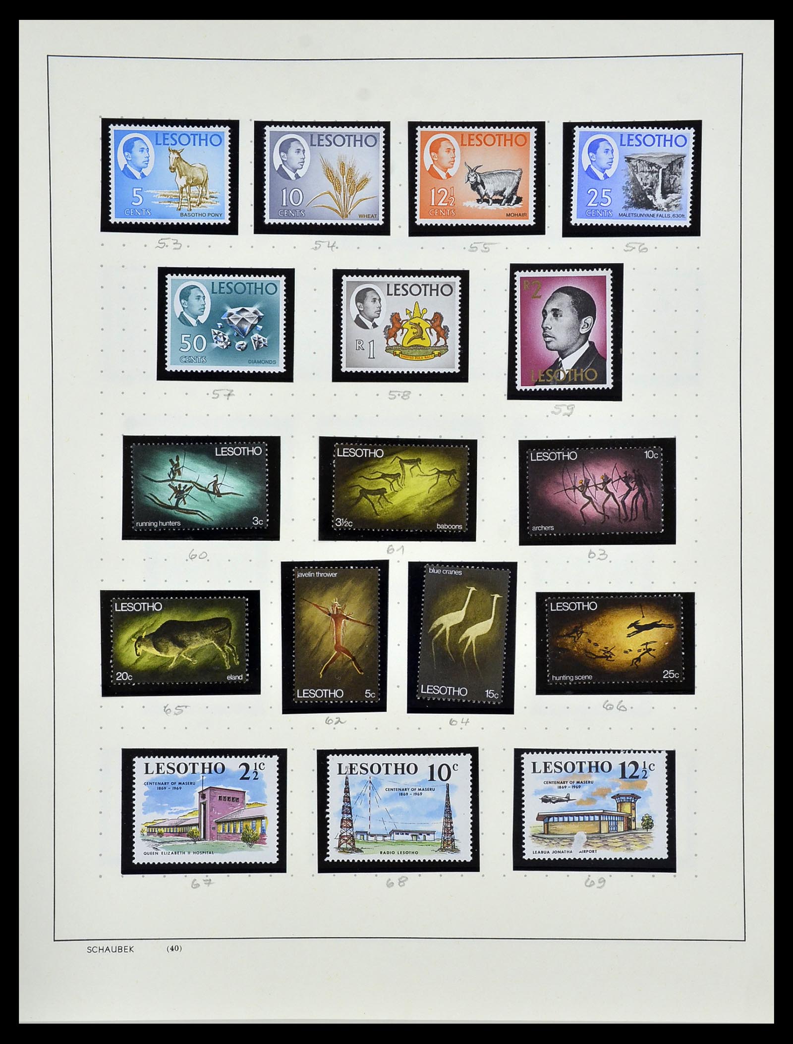 34097 025 - Postzegelverzameling 34097 Swaziland  en Lesotho 1935-1989.
