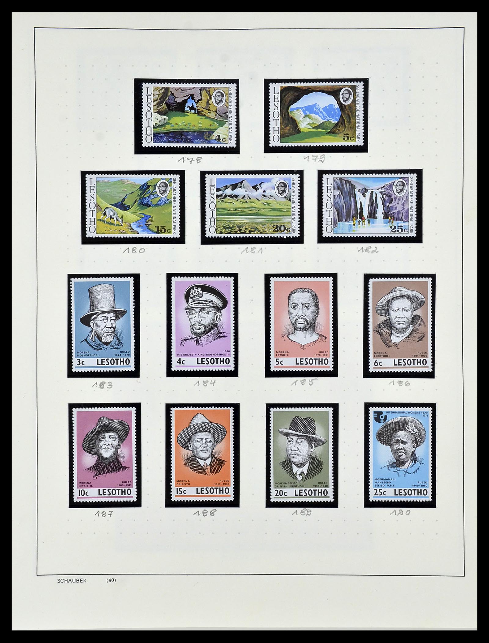 34097 033 - Postzegelverzameling 34097 Swaziland  en Lesotho 1935-1989.