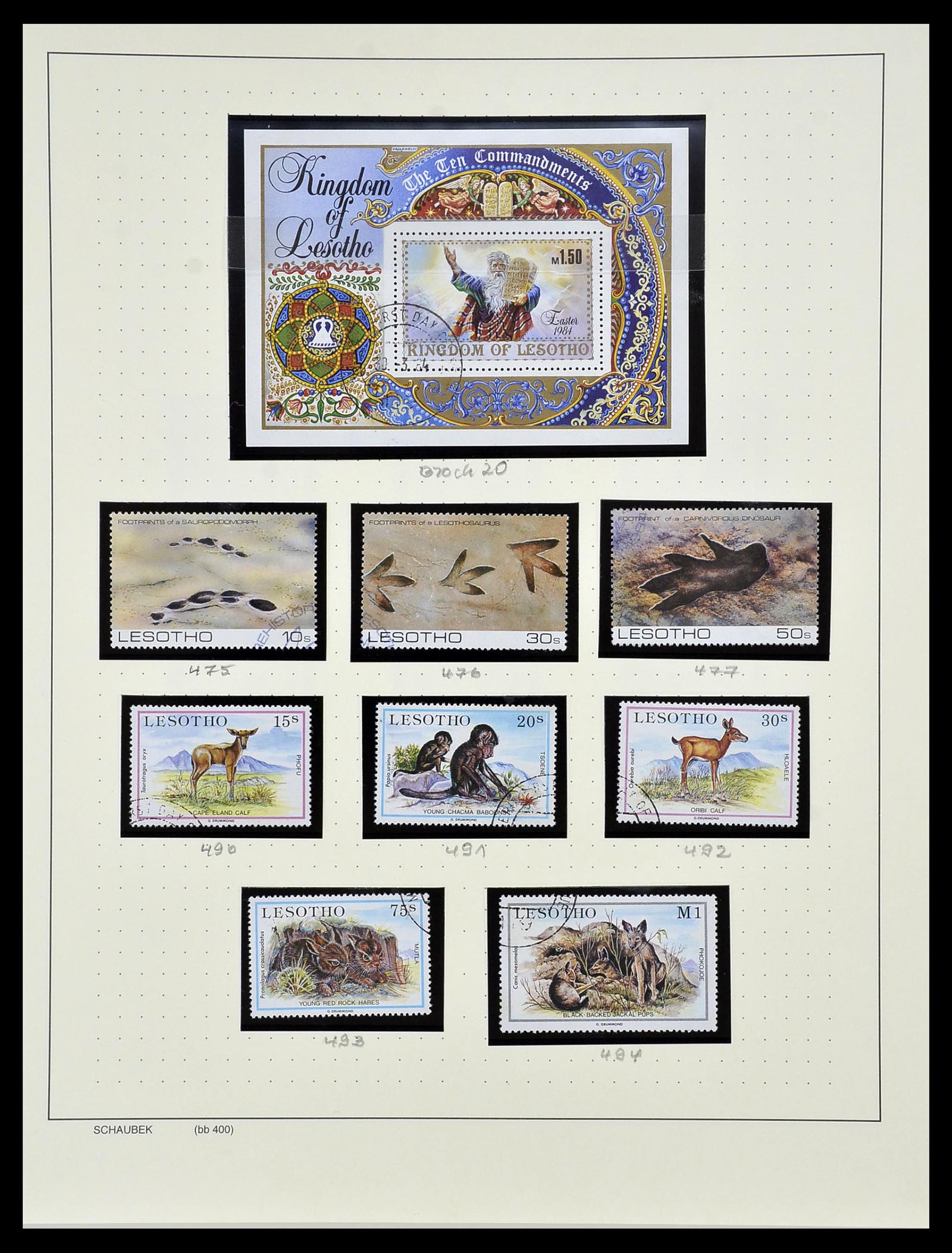 34097 055 - Postzegelverzameling 34097 Swaziland  en Lesotho 1935-1989.