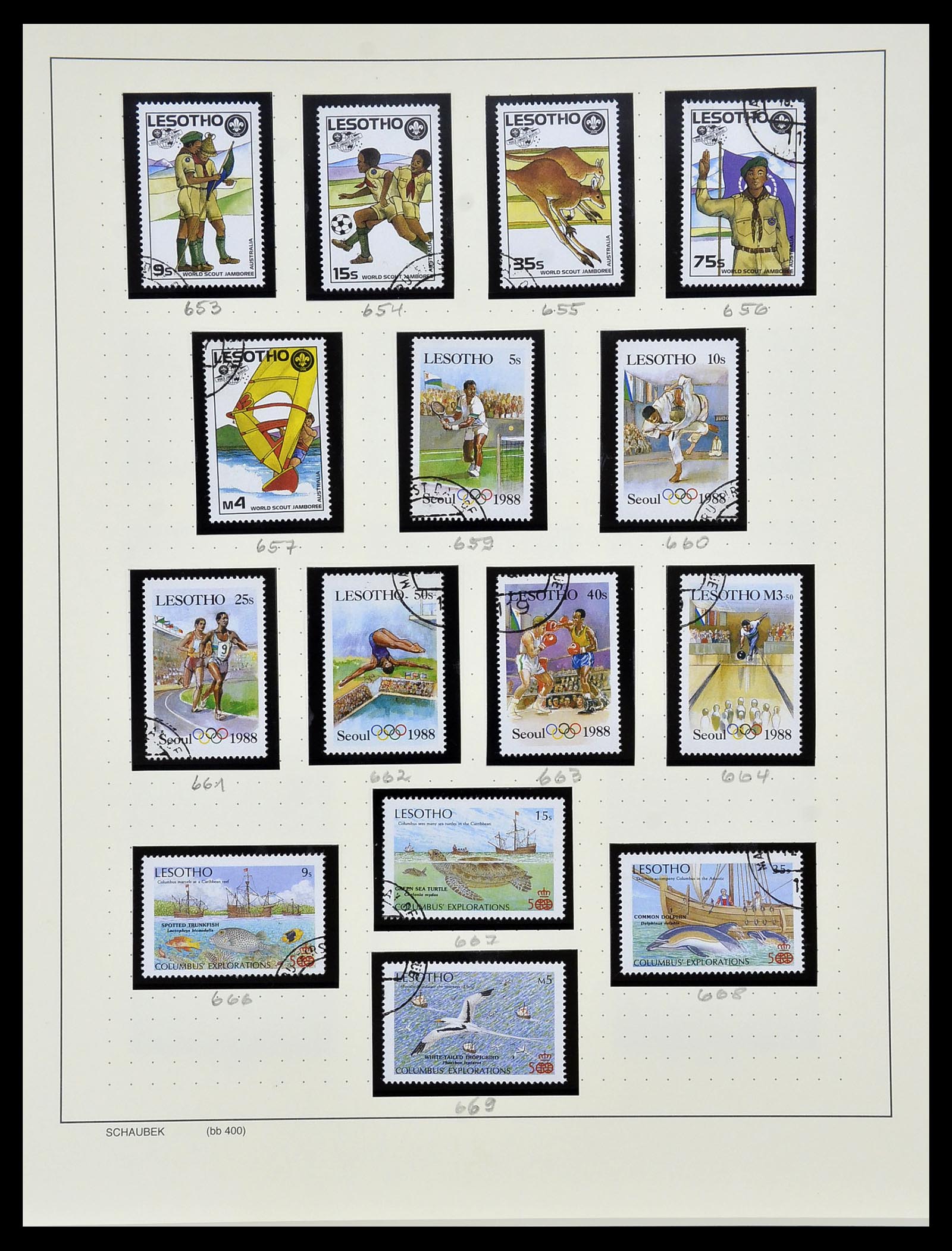 34097 058 - Postzegelverzameling 34097 Swaziland  en Lesotho 1935-1989.