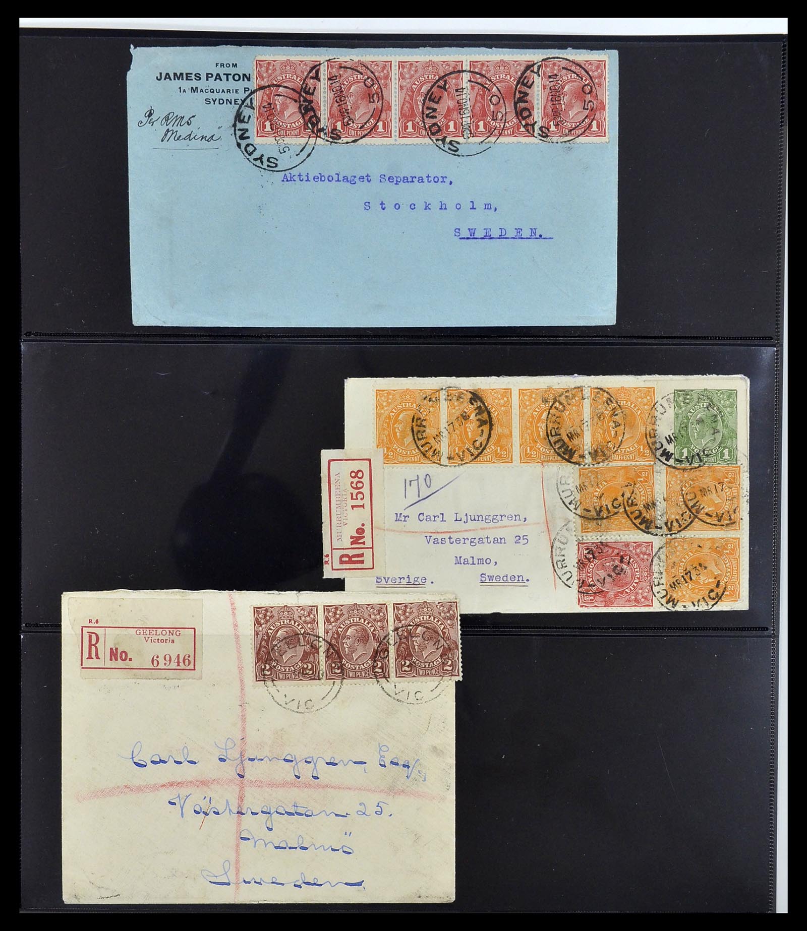 34114 003 - Postzegelverzameling 34114 Australië brieven 1914-1936.