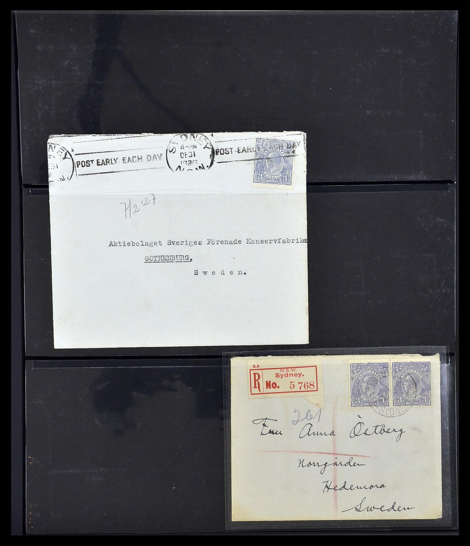34114 005 - Postzegelverzameling 34114 Australië brieven 1914-1936.