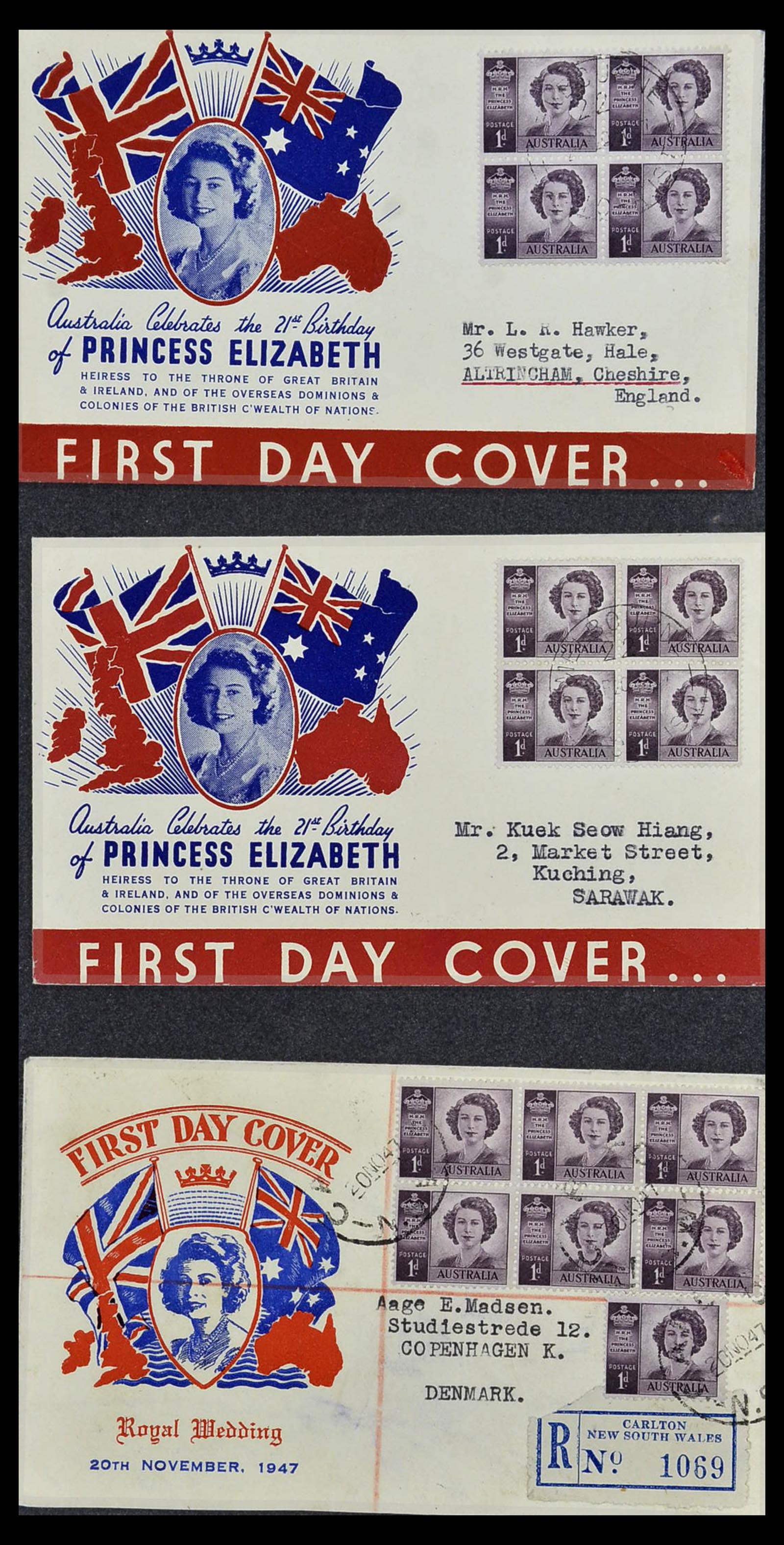 34118 001 - Postzegelverzameling 34118 Australië FDC's 1944-1952.