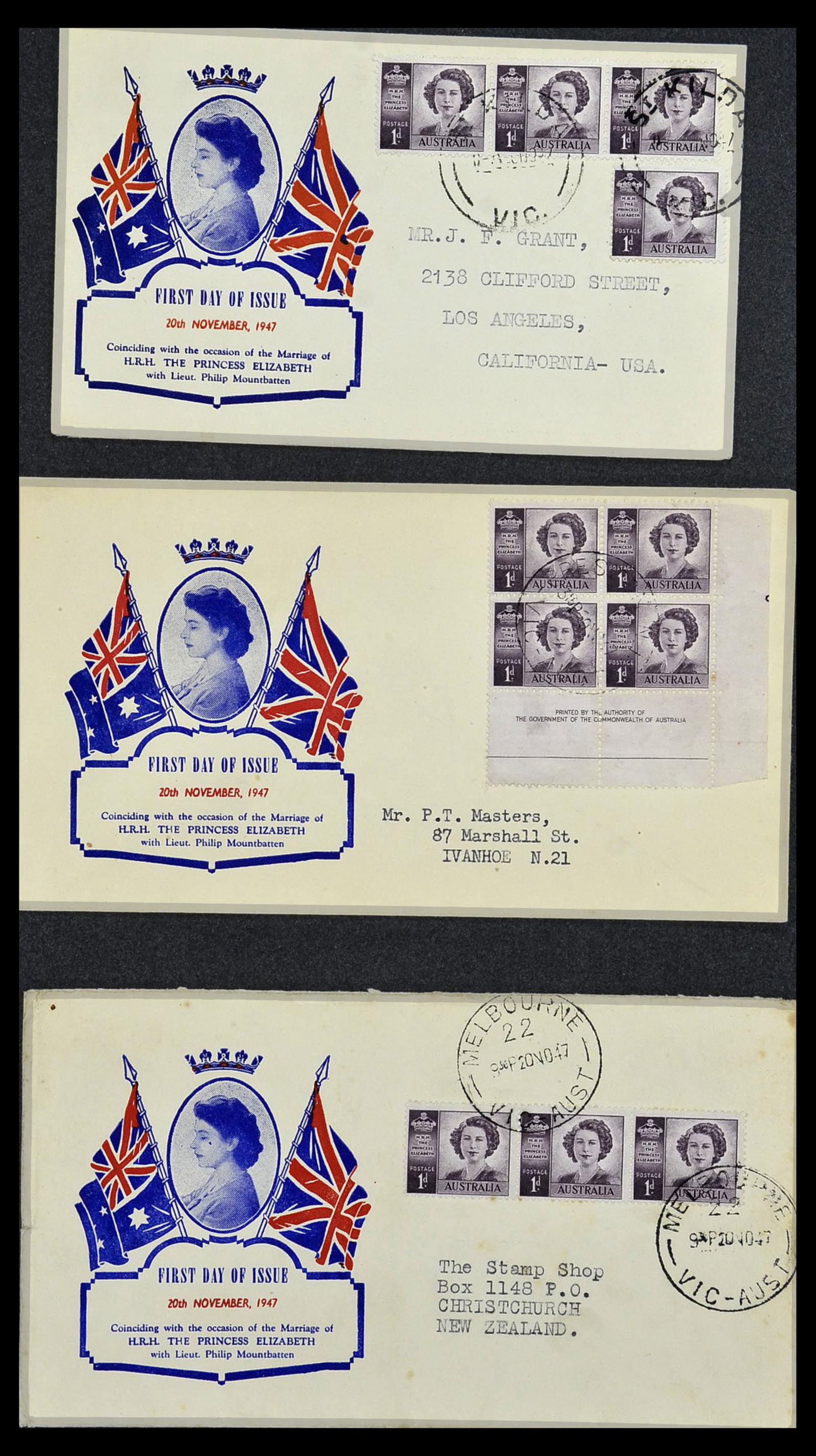 34118 002 - Postzegelverzameling 34118 Australië FDC's 1944-1952.