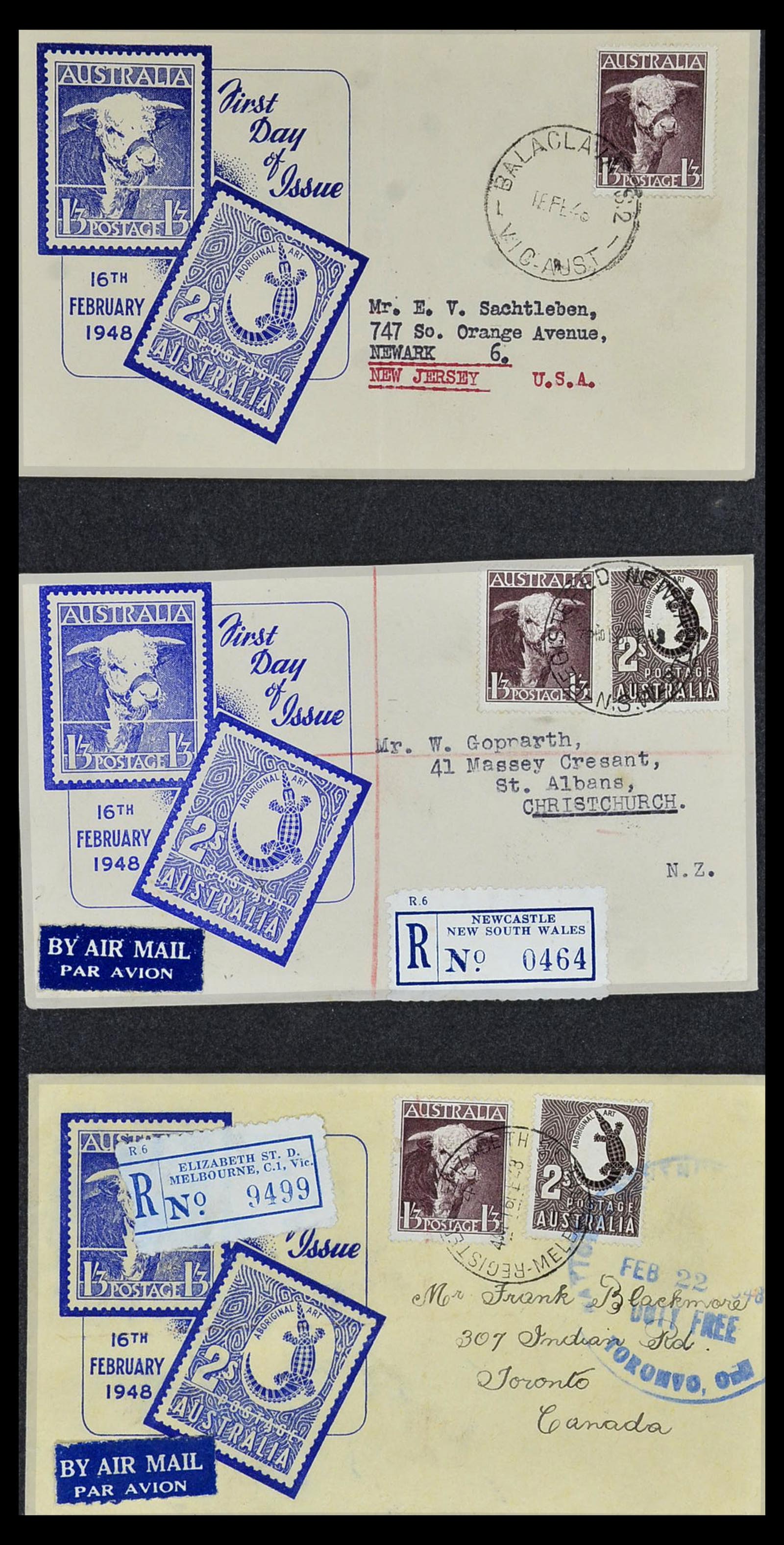 34118 006 - Postzegelverzameling 34118 Australië FDC's 1944-1952.