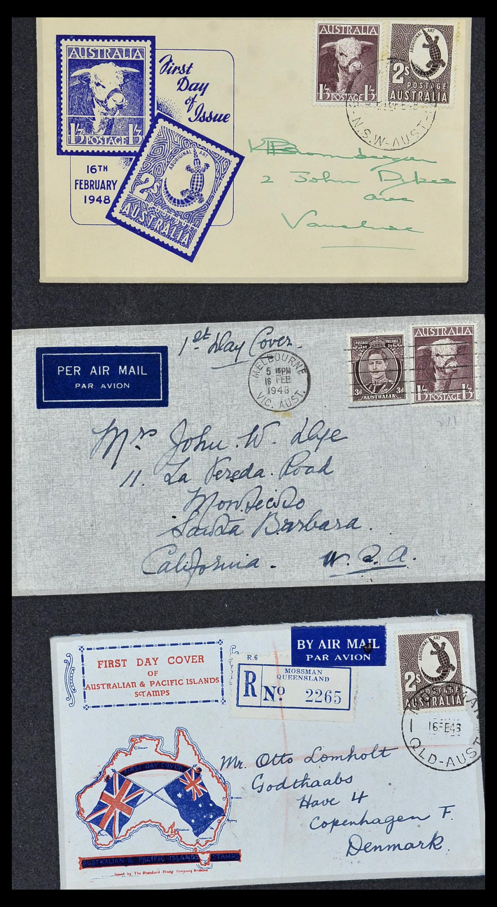 34118 007 - Postzegelverzameling 34118 Australië FDC's 1944-1952.