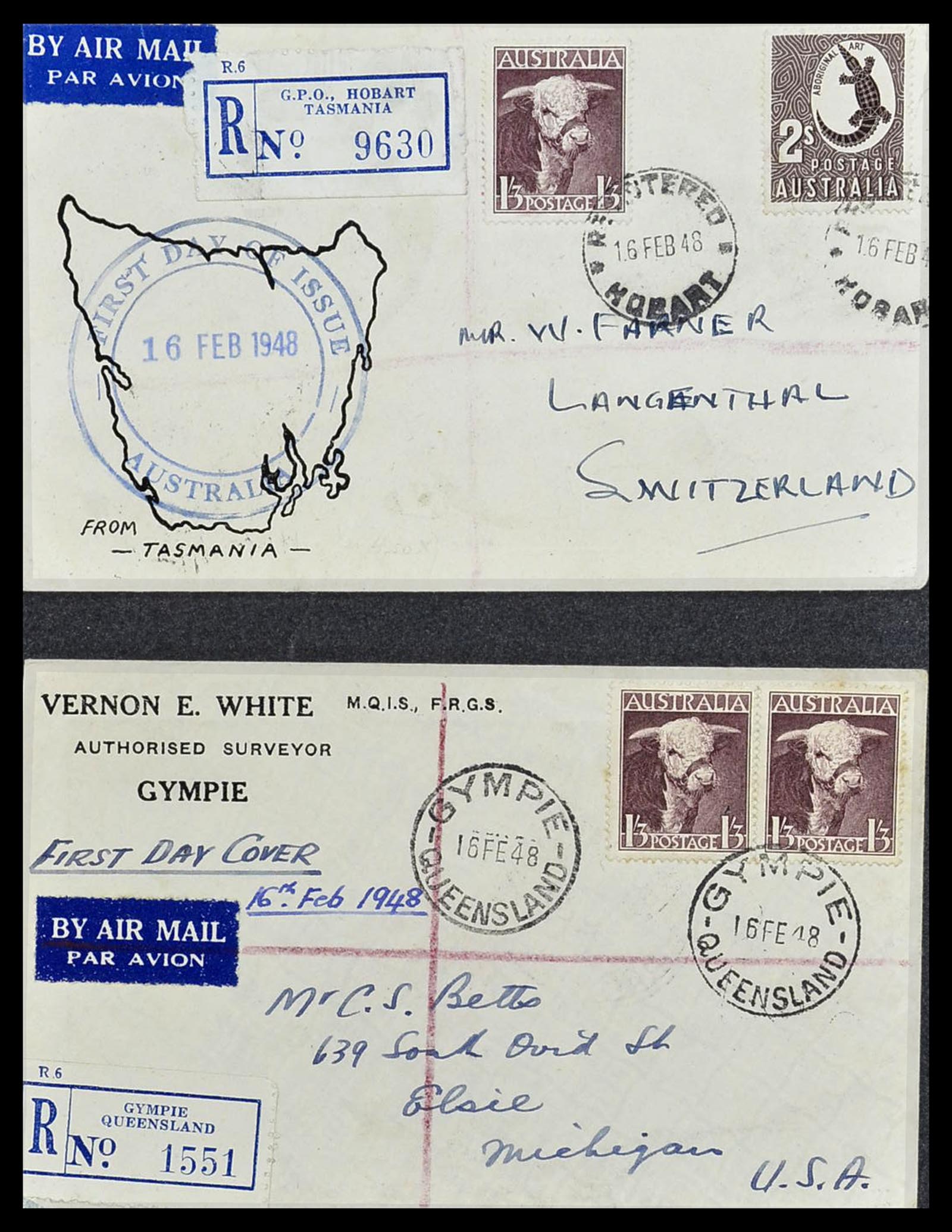 34118 008 - Postzegelverzameling 34118 Australië FDC's 1944-1952.