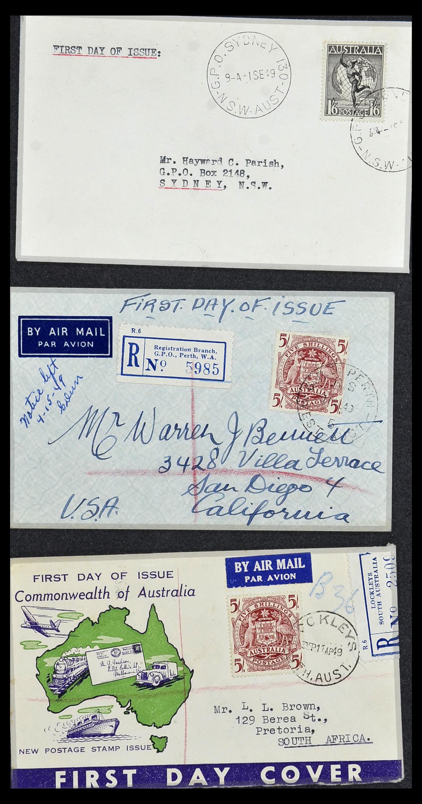 34118 009 - Postzegelverzameling 34118 Australië FDC's 1944-1952.