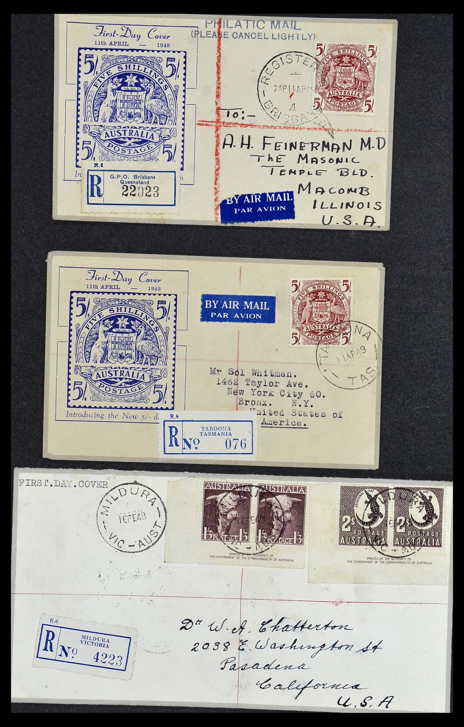 34118 010 - Postzegelverzameling 34118 Australië FDC's 1944-1952.