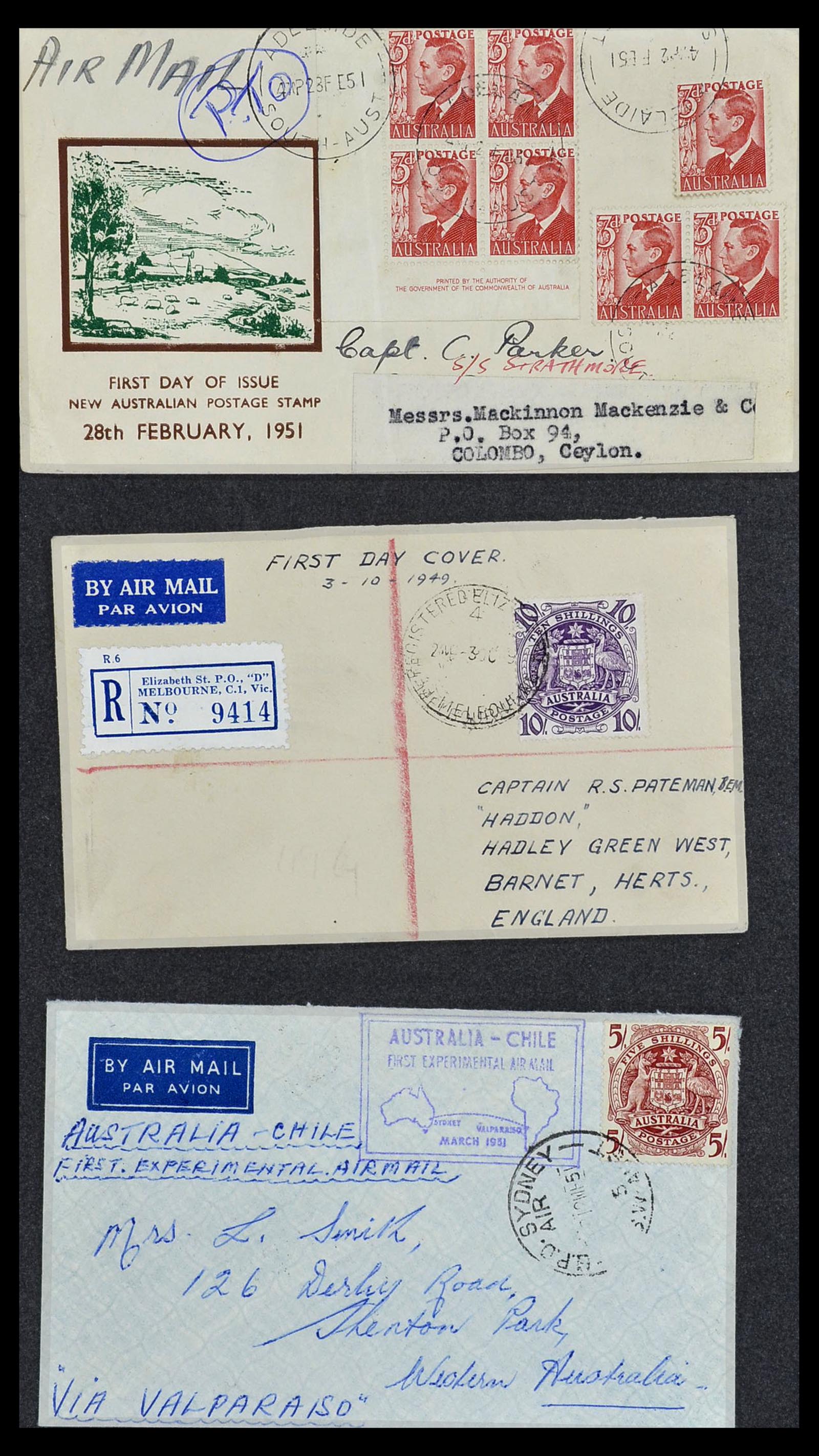 34118 014 - Postzegelverzameling 34118 Australië FDC's 1944-1952.