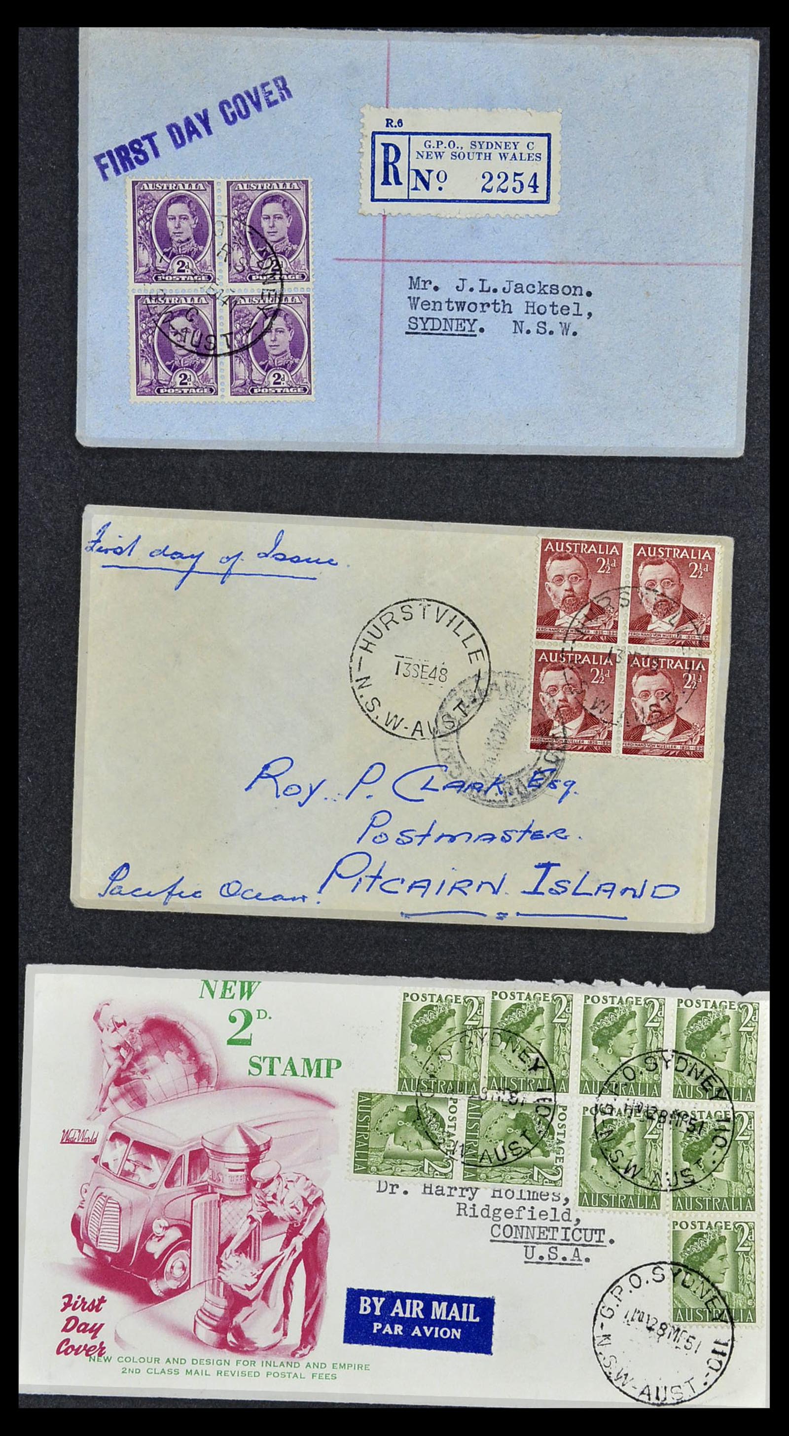 34118 015 - Postzegelverzameling 34118 Australië FDC's 1944-1952.
