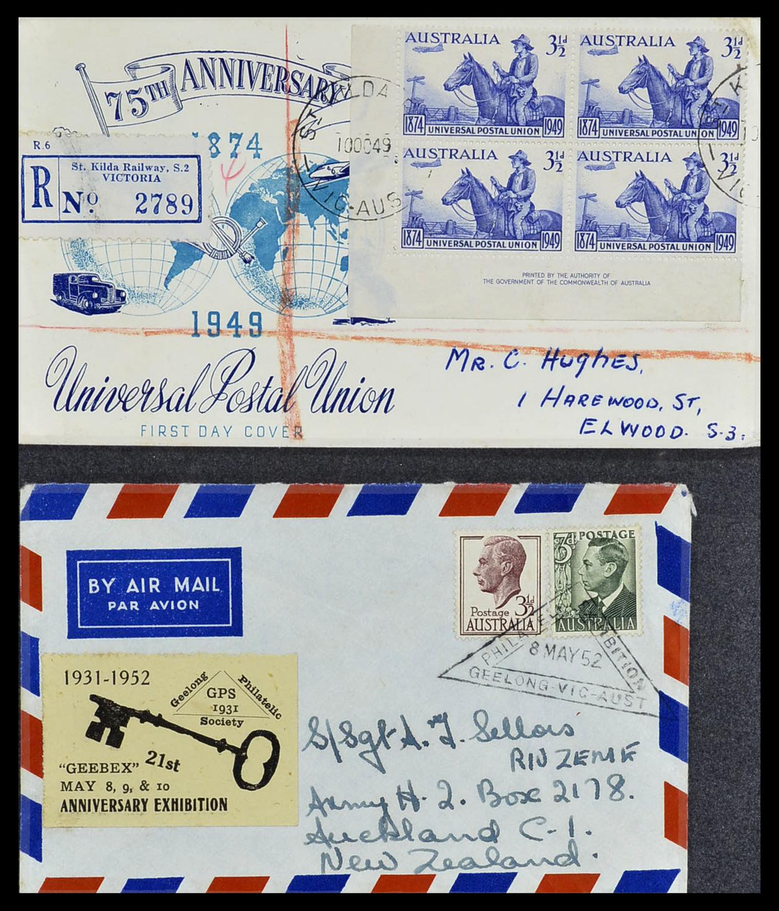 34118 016 - Postzegelverzameling 34118 Australië FDC's 1944-1952.