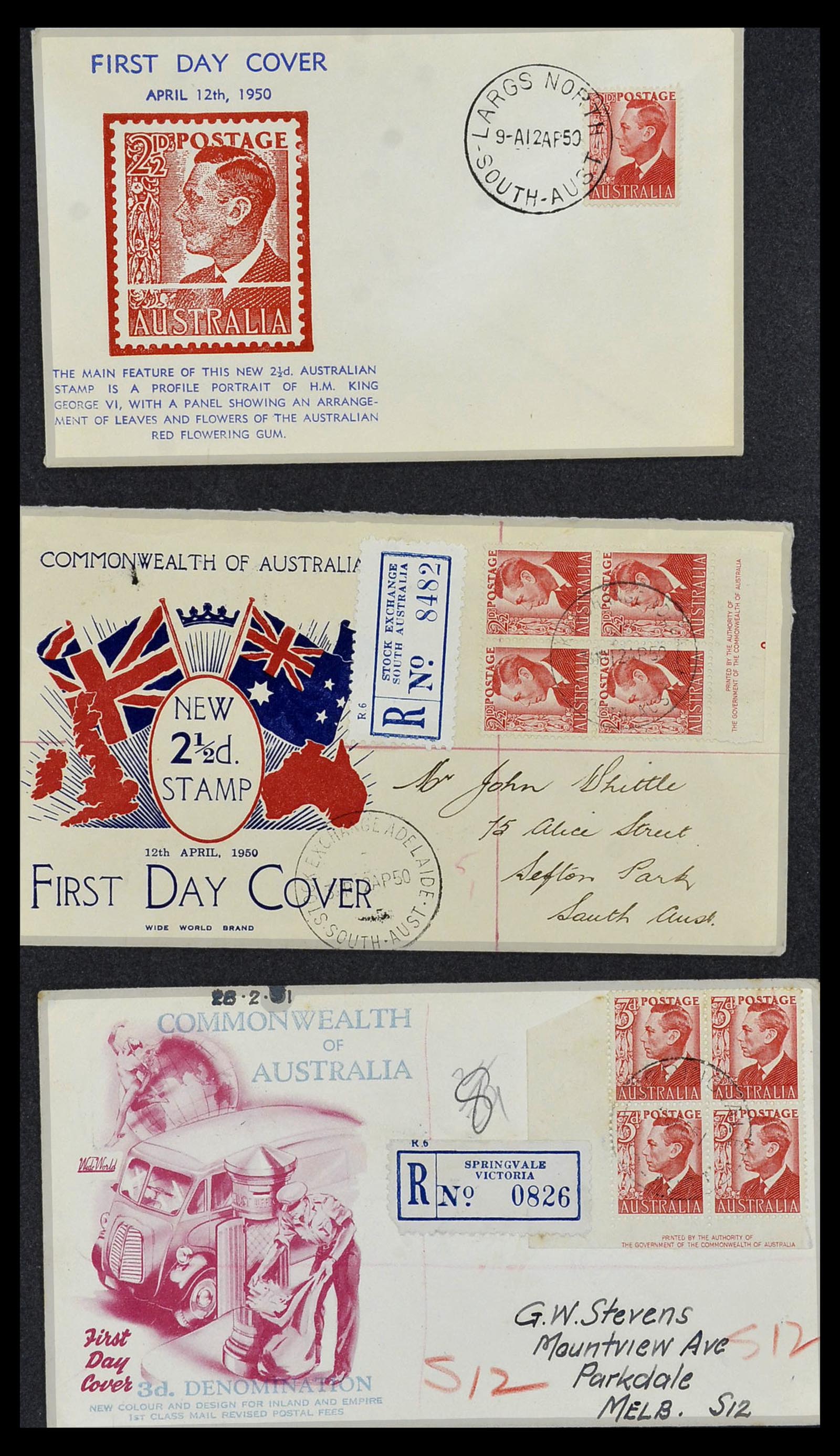 34118 019 - Postzegelverzameling 34118 Australië FDC's 1944-1952.