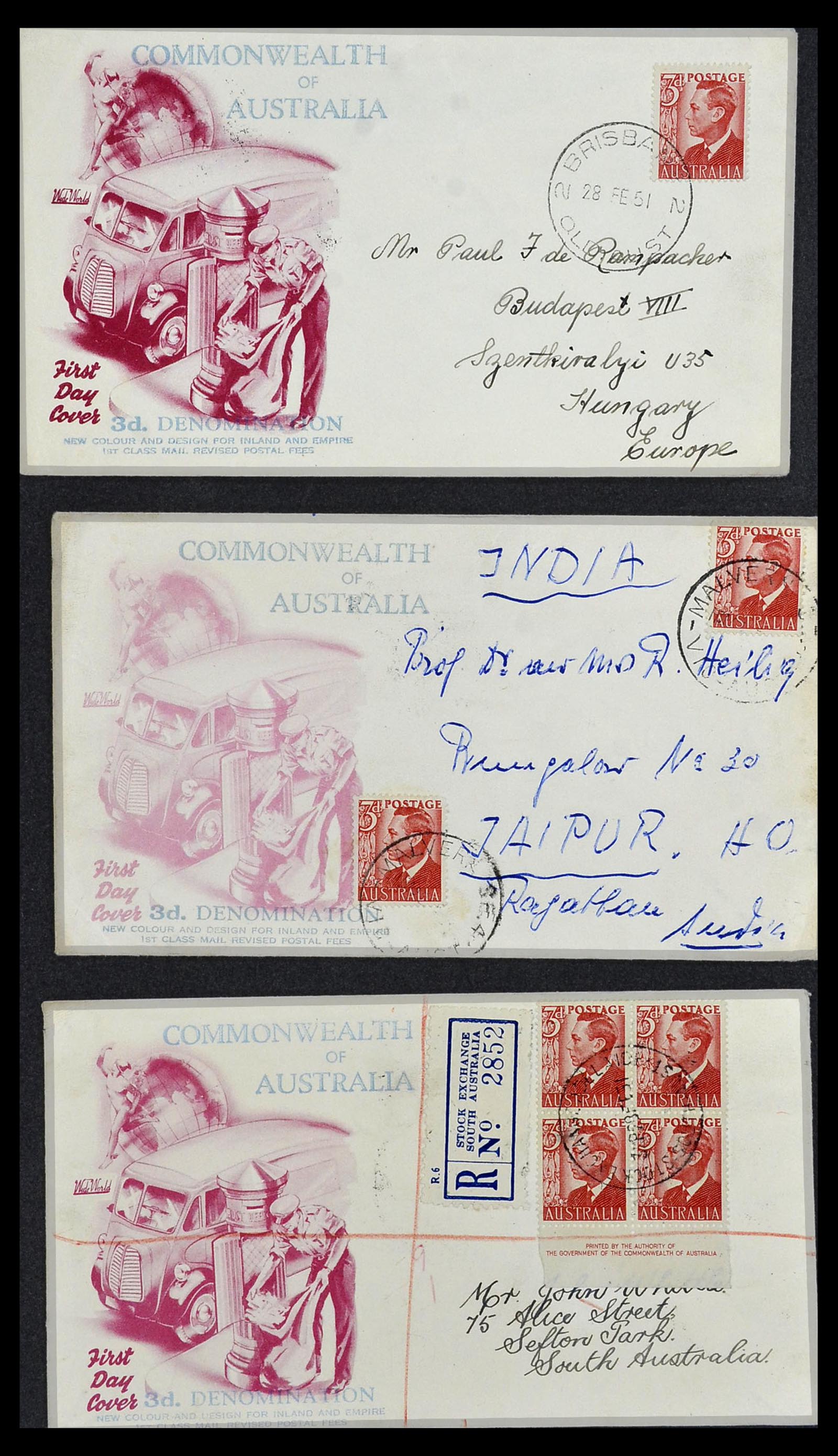 34118 020 - Postzegelverzameling 34118 Australië FDC's 1944-1952.