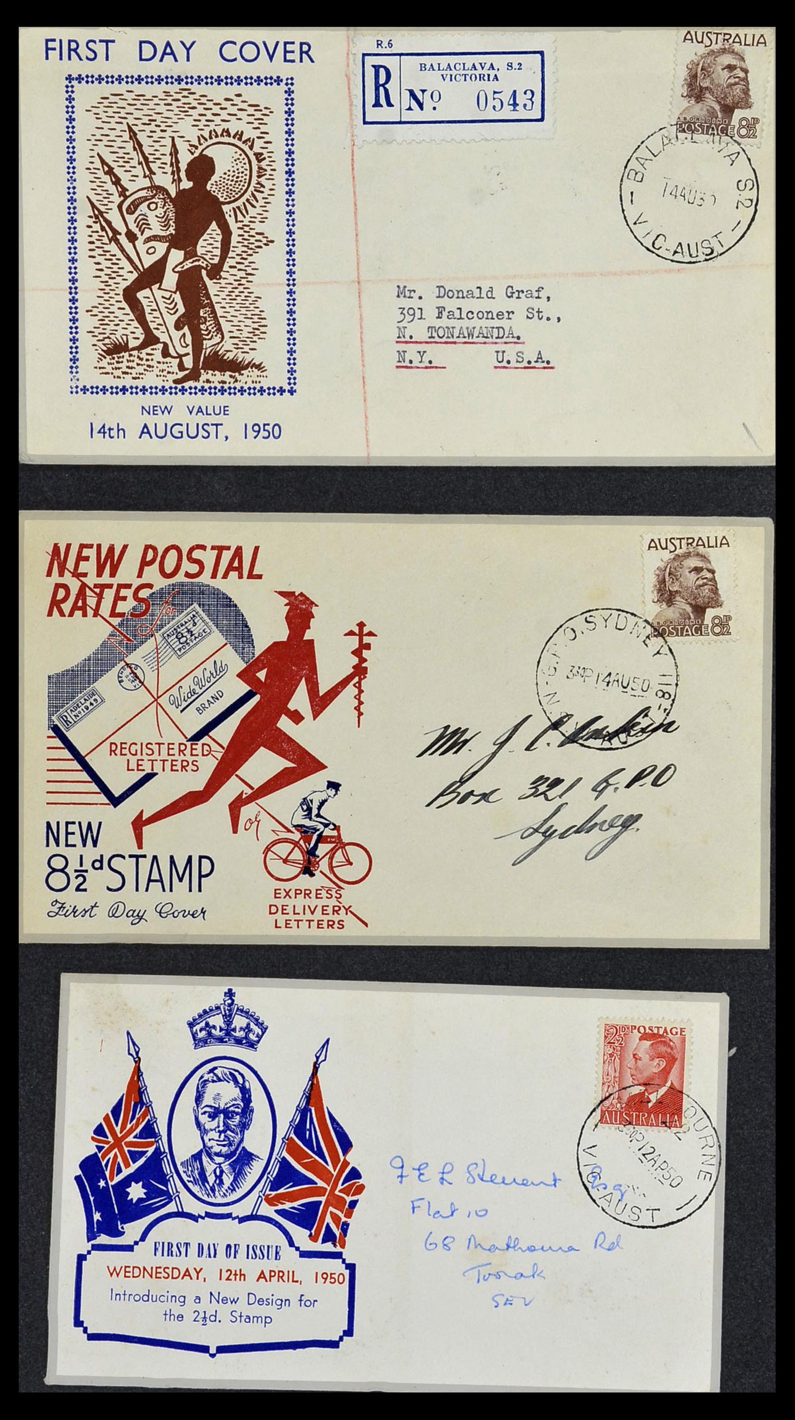 34118 023 - Postzegelverzameling 34118 Australië FDC's 1944-1952.
