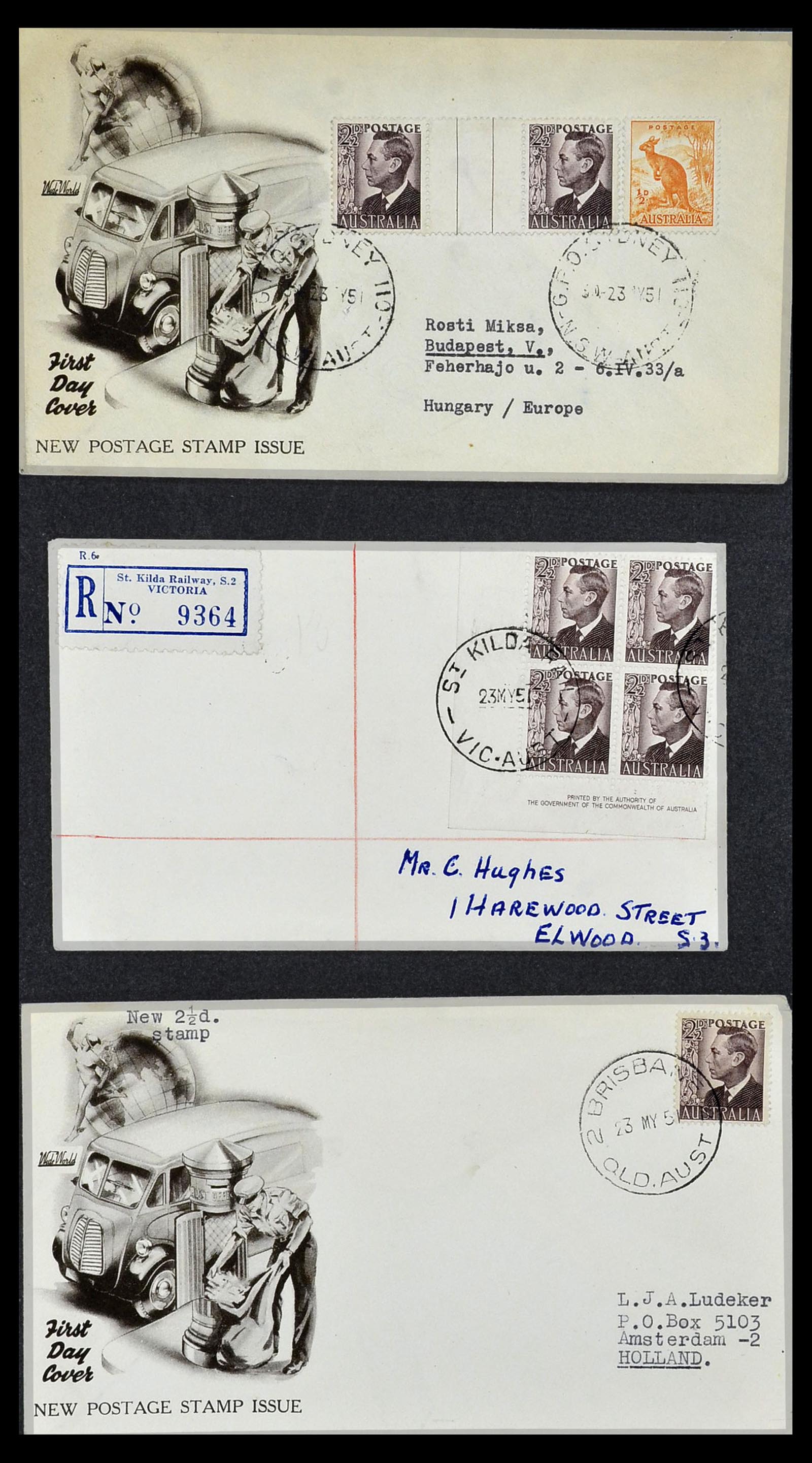 34118 024 - Postzegelverzameling 34118 Australië FDC's 1944-1952.