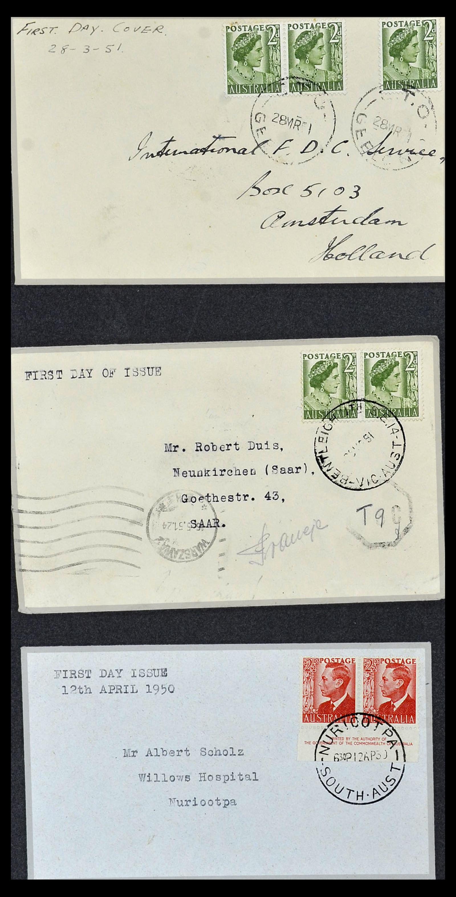 34118 026 - Postzegelverzameling 34118 Australië FDC's 1944-1952.