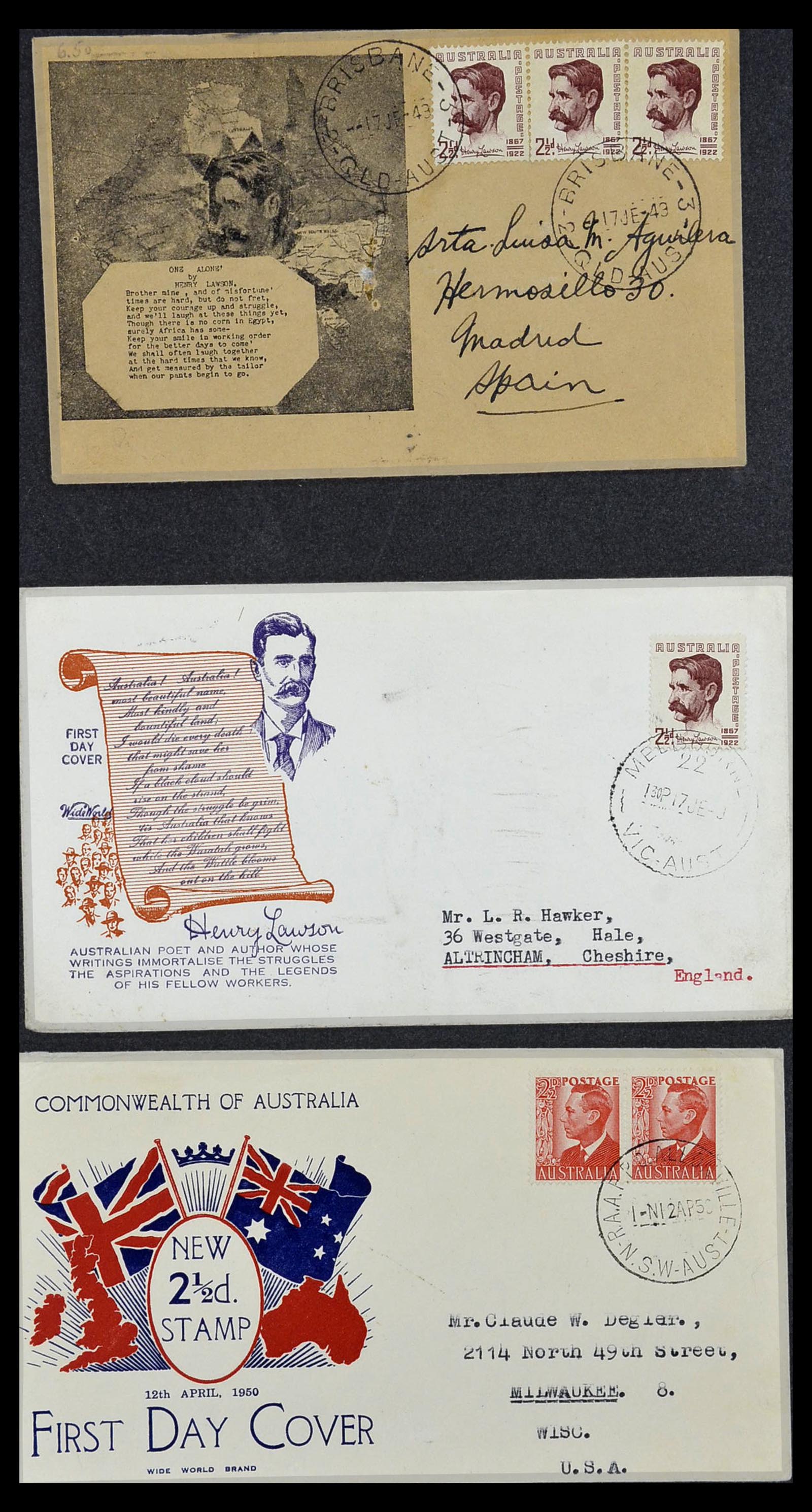 34118 028 - Postzegelverzameling 34118 Australië FDC's 1944-1952.