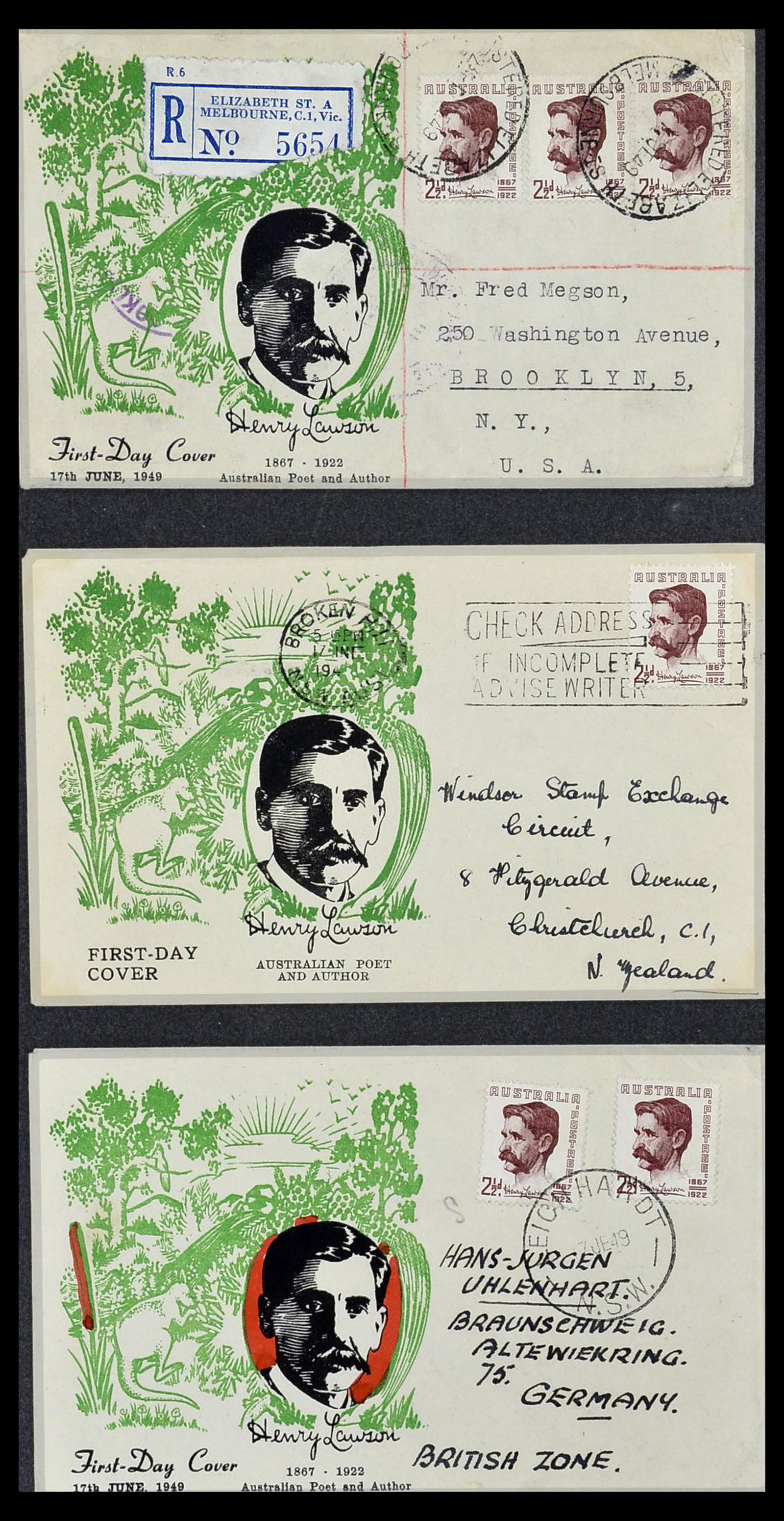 34118 030 - Postzegelverzameling 34118 Australië FDC's 1944-1952.