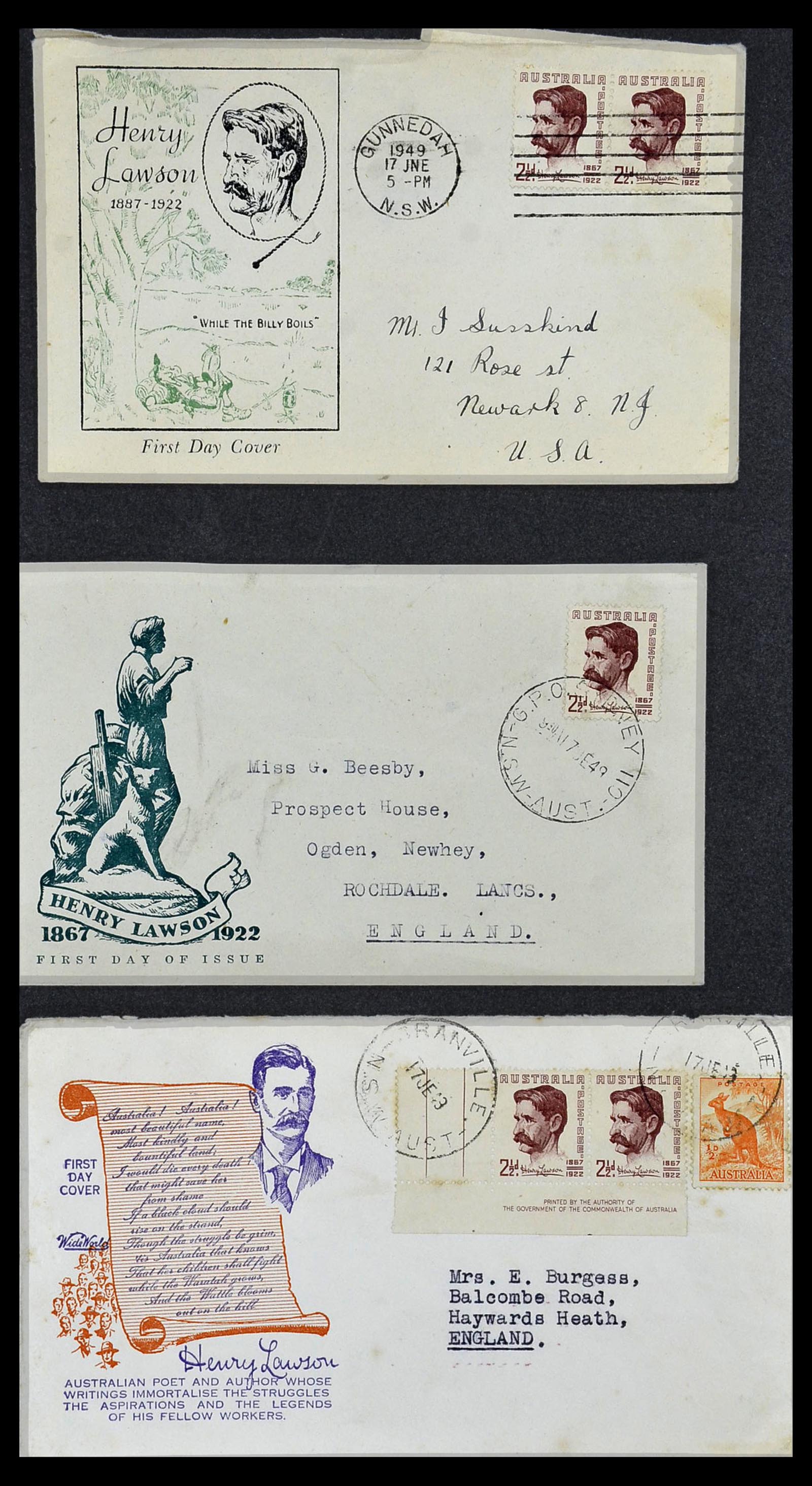 34118 031 - Postzegelverzameling 34118 Australië FDC's 1944-1952.
