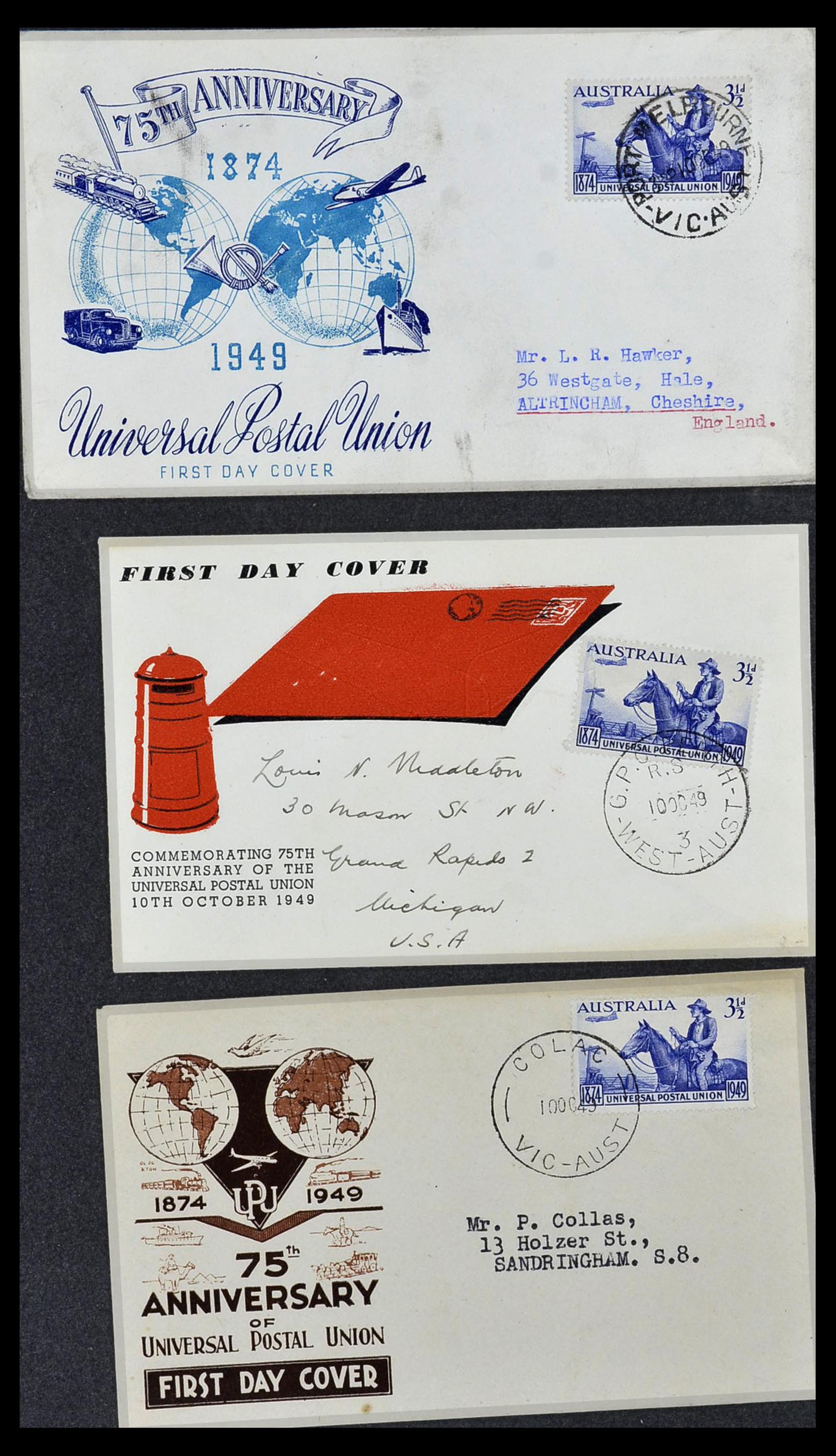 34118 032 - Postzegelverzameling 34118 Australië FDC's 1944-1952.