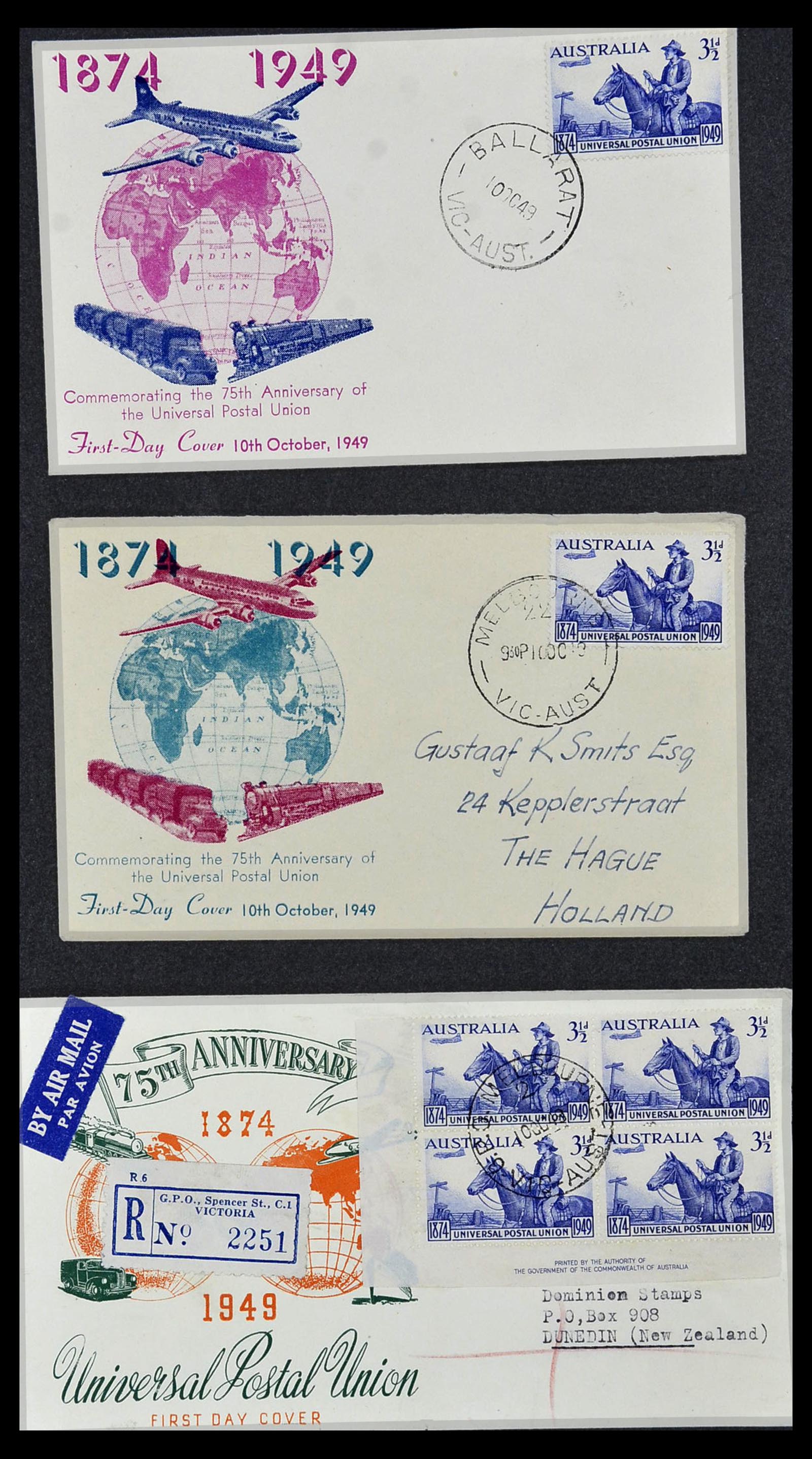 34118 033 - Postzegelverzameling 34118 Australië FDC's 1944-1952.