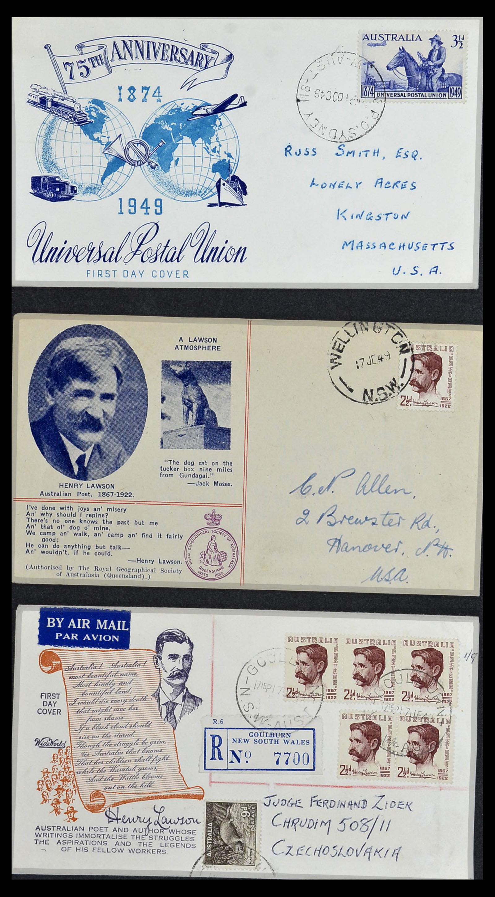 34118 034 - Postzegelverzameling 34118 Australië FDC's 1944-1952.
