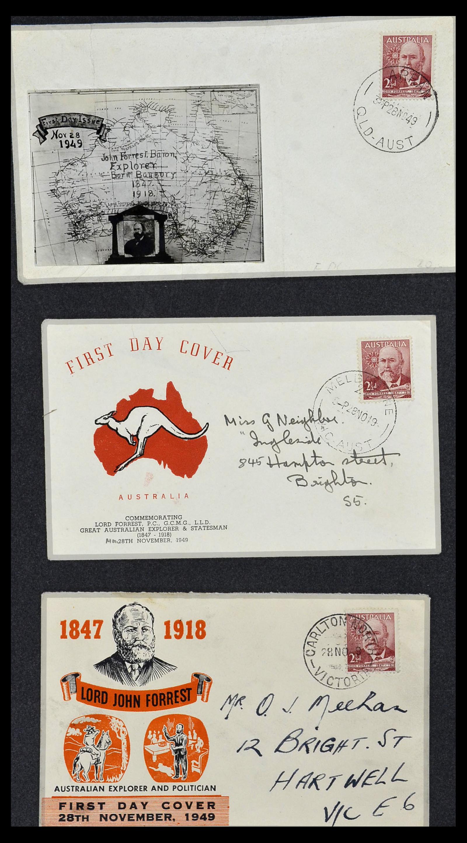 34118 035 - Postzegelverzameling 34118 Australië FDC's 1944-1952.