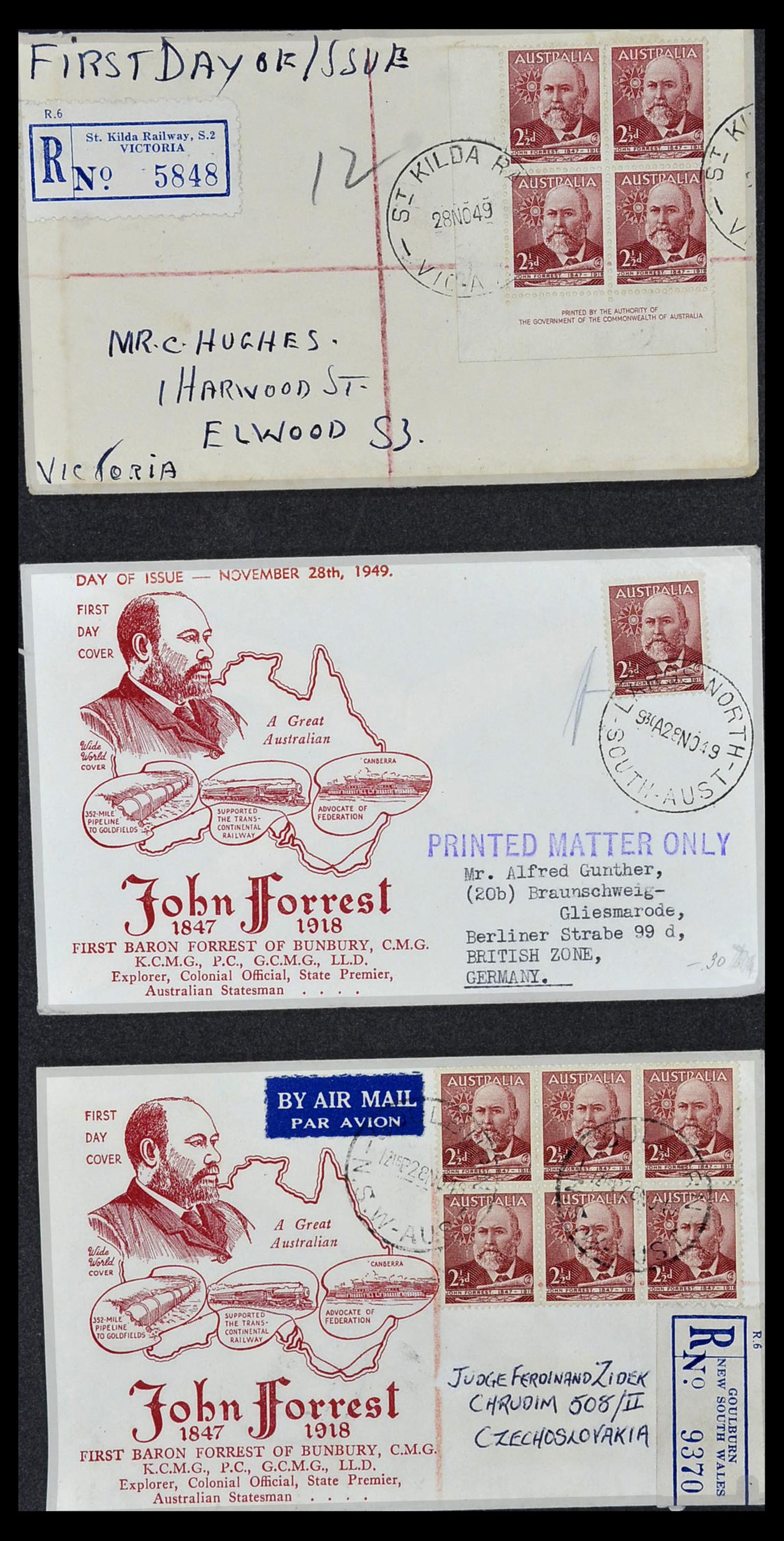 34118 037 - Postzegelverzameling 34118 Australië FDC's 1944-1952.