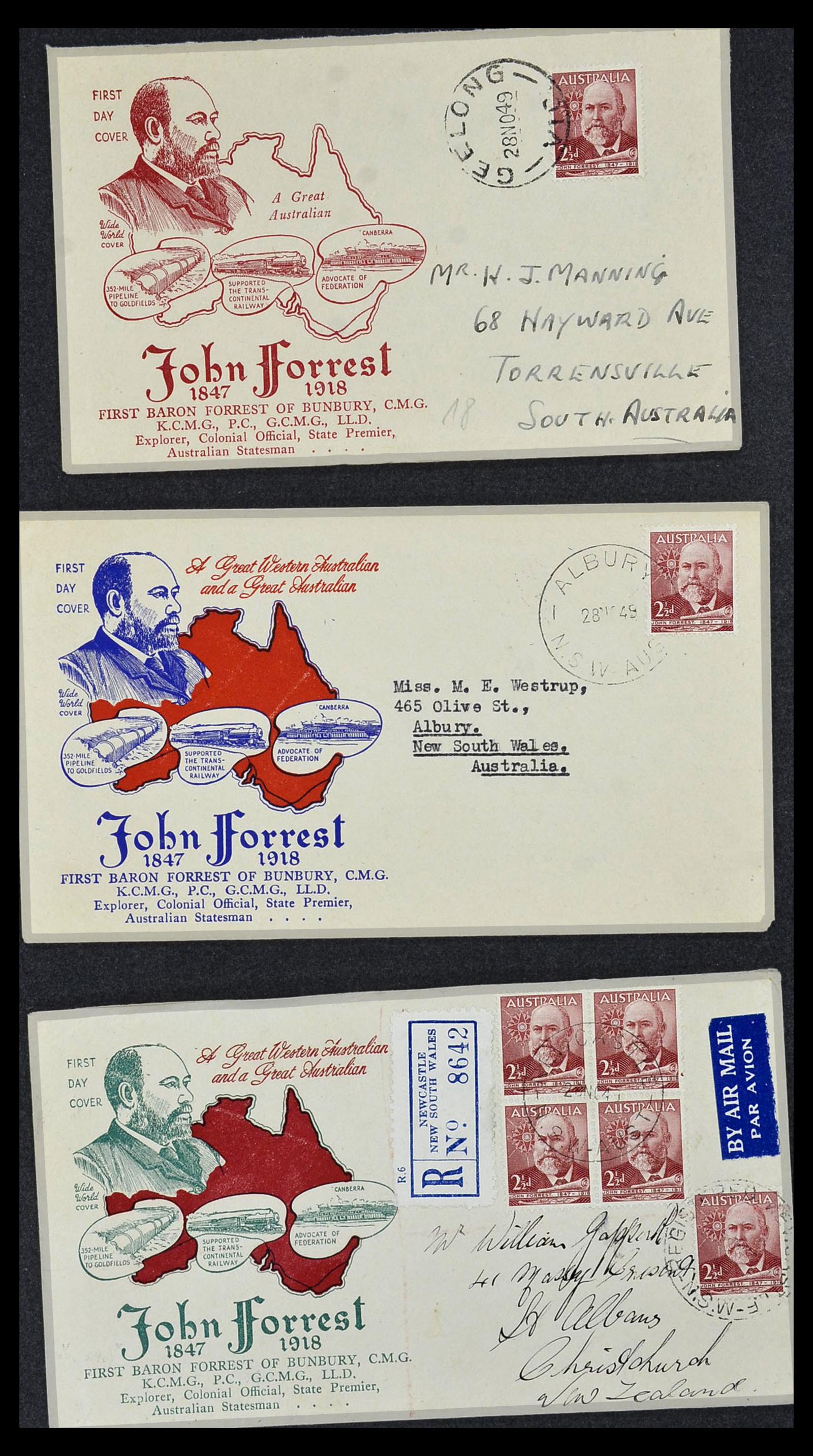 34118 038 - Postzegelverzameling 34118 Australië FDC's 1944-1952.