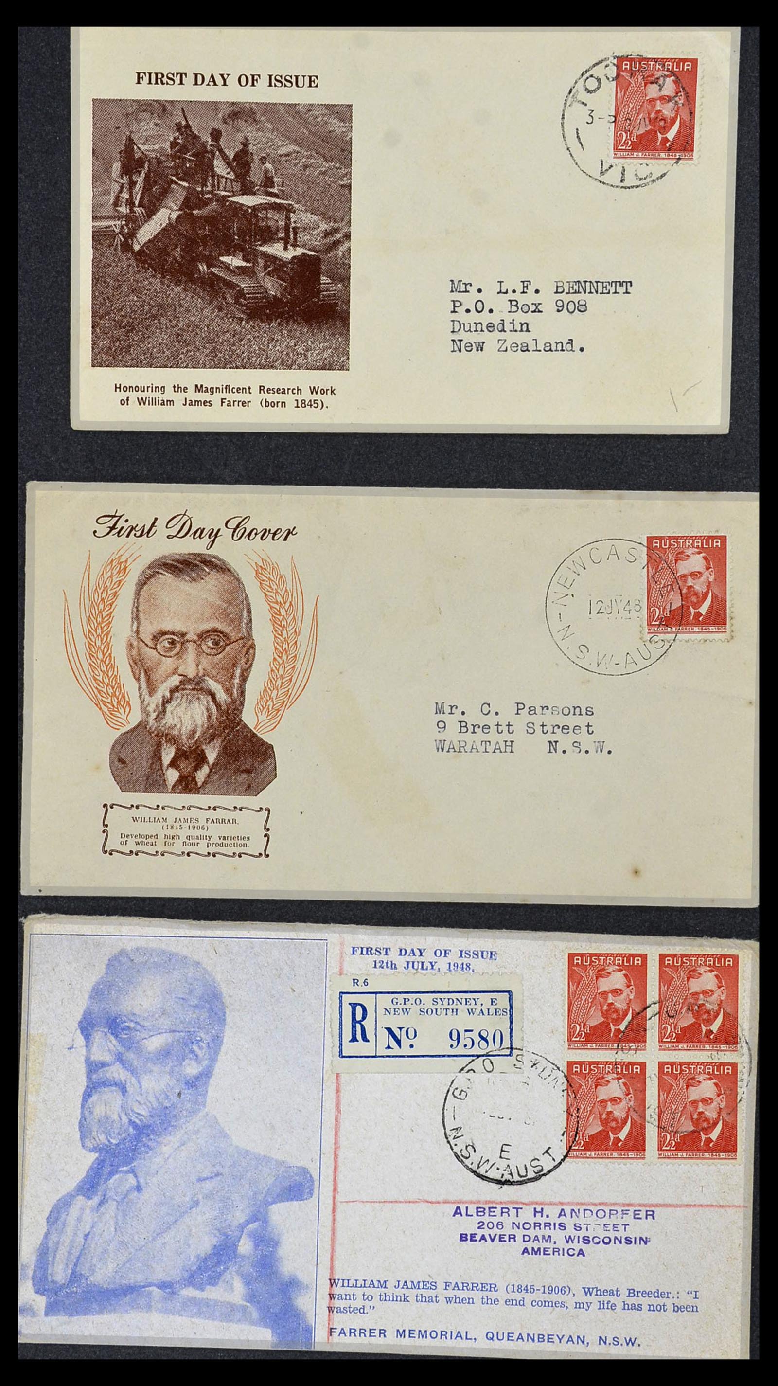 34118 040 - Postzegelverzameling 34118 Australië FDC's 1944-1952.