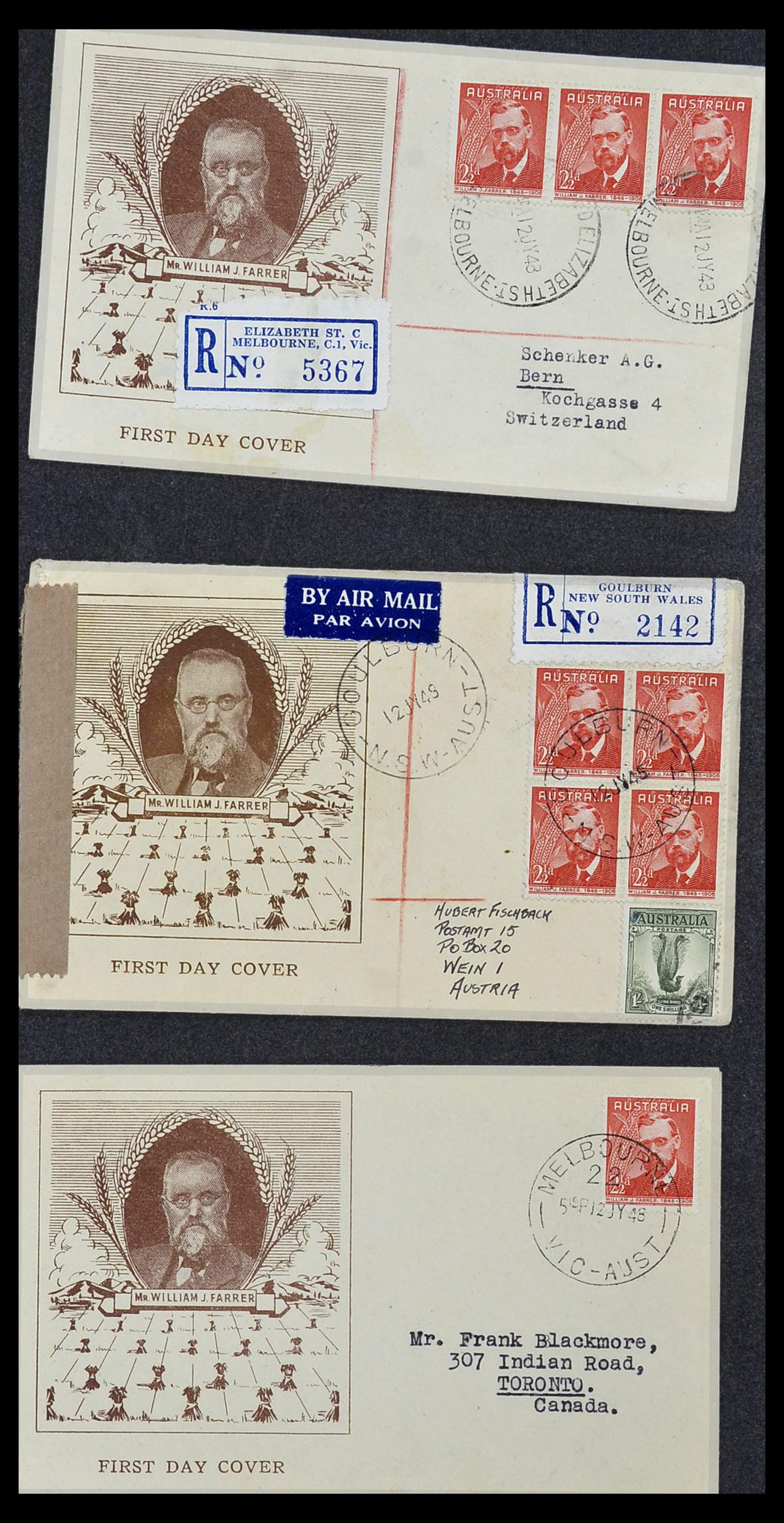 34118 041 - Postzegelverzameling 34118 Australië FDC's 1944-1952.