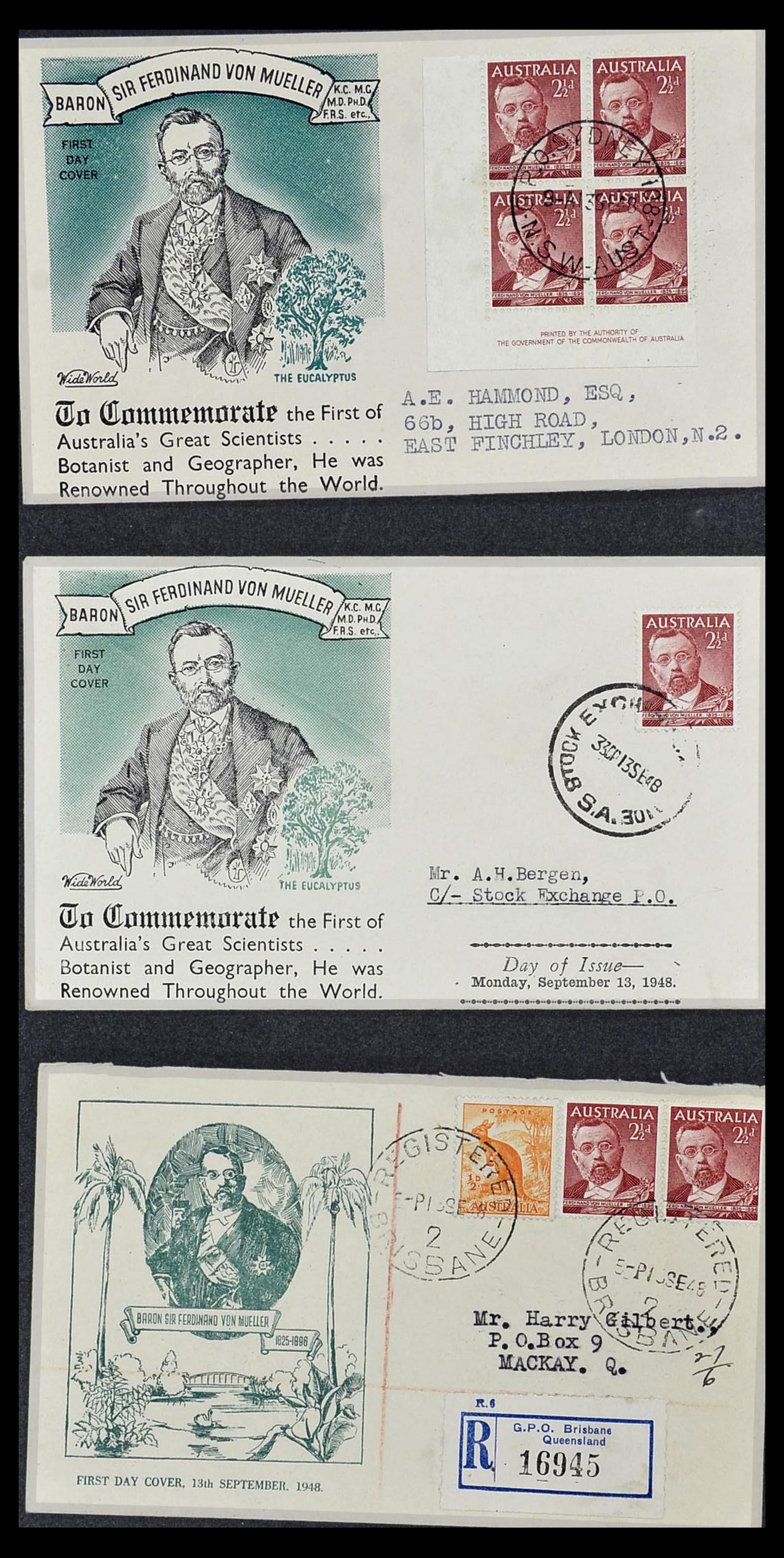34118 043 - Postzegelverzameling 34118 Australië FDC's 1944-1952.